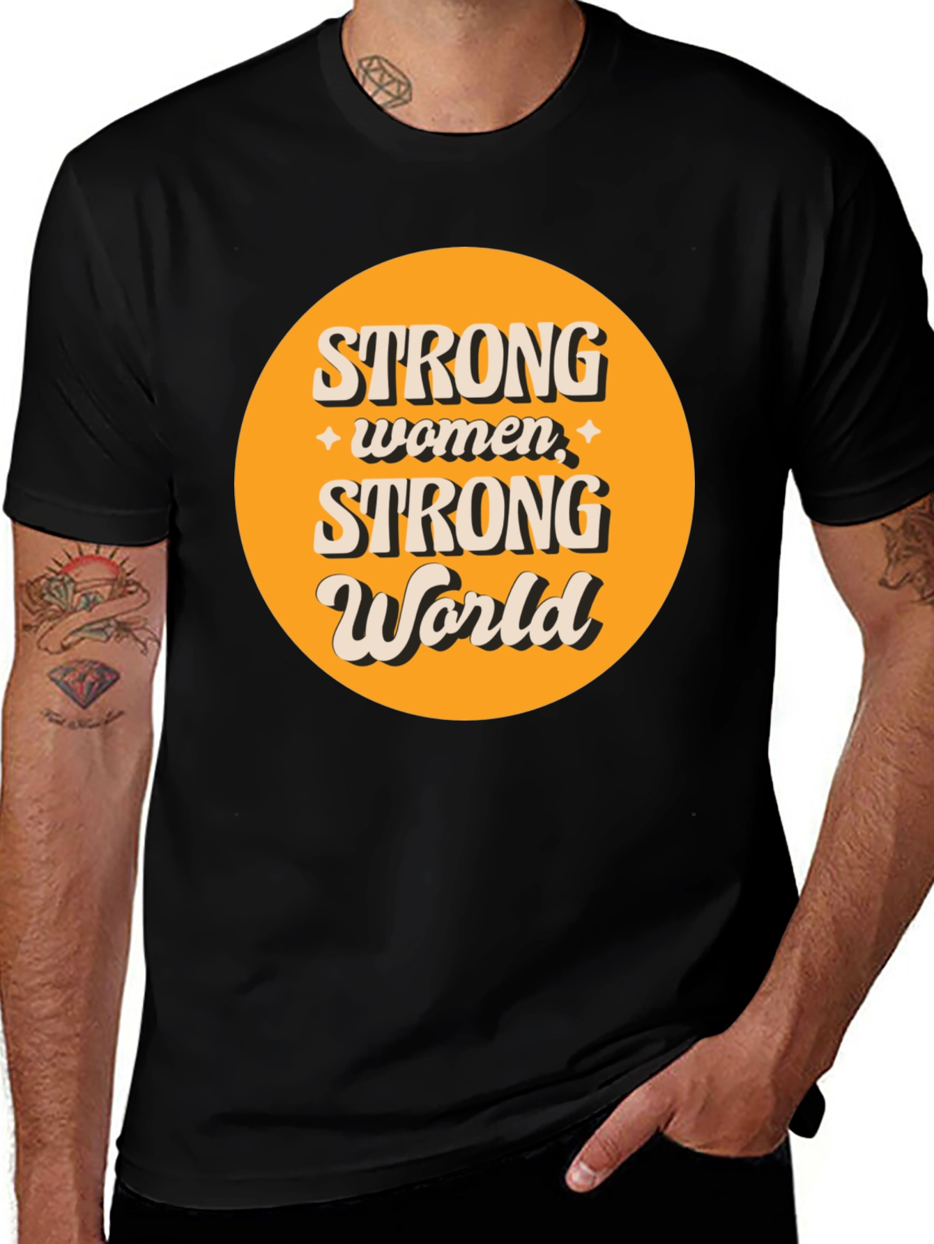Strong Women Strong World Graphic Tee - Black