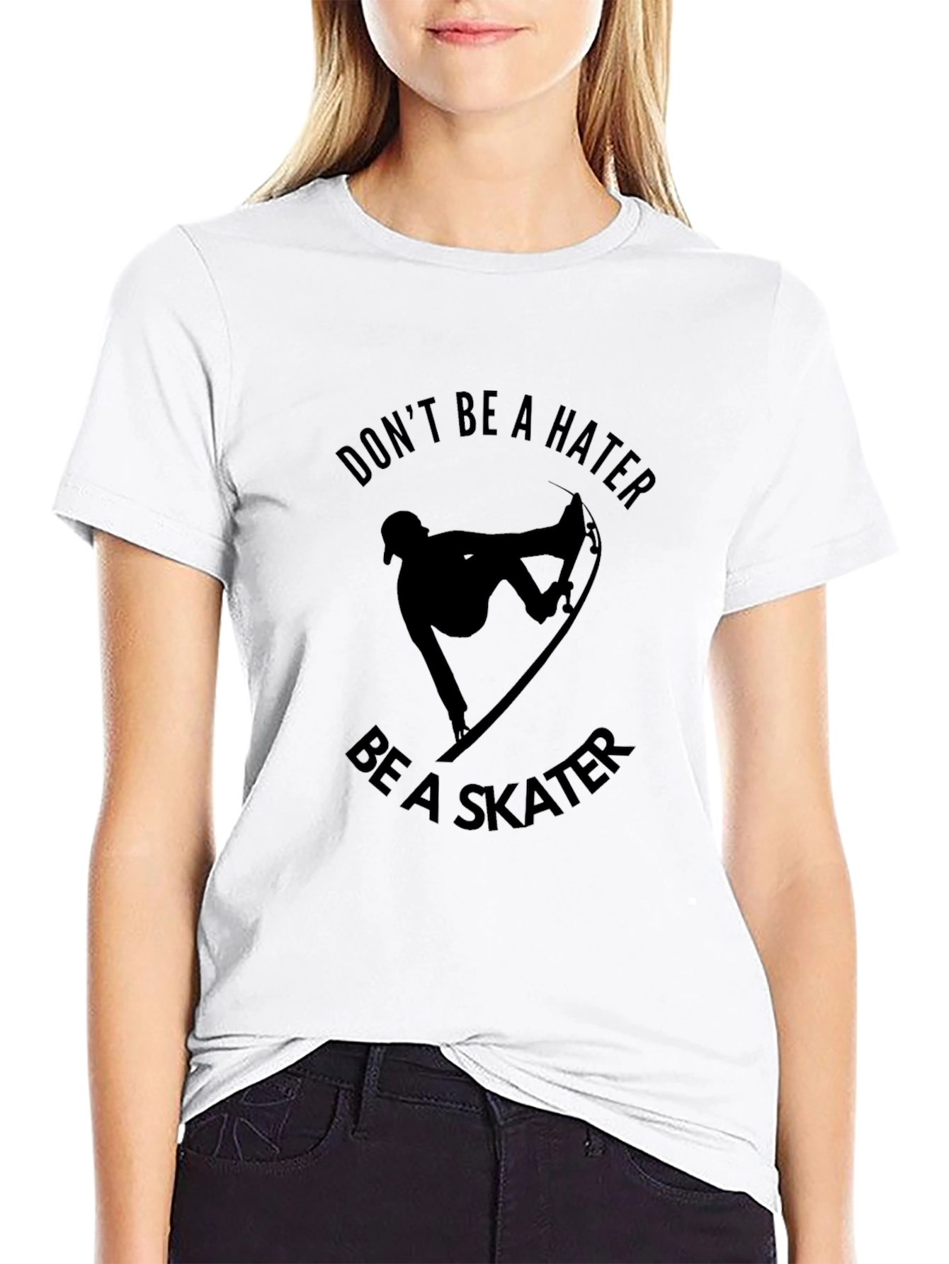 Dont Be A Hater Be A Skater Graphic Tee - Black