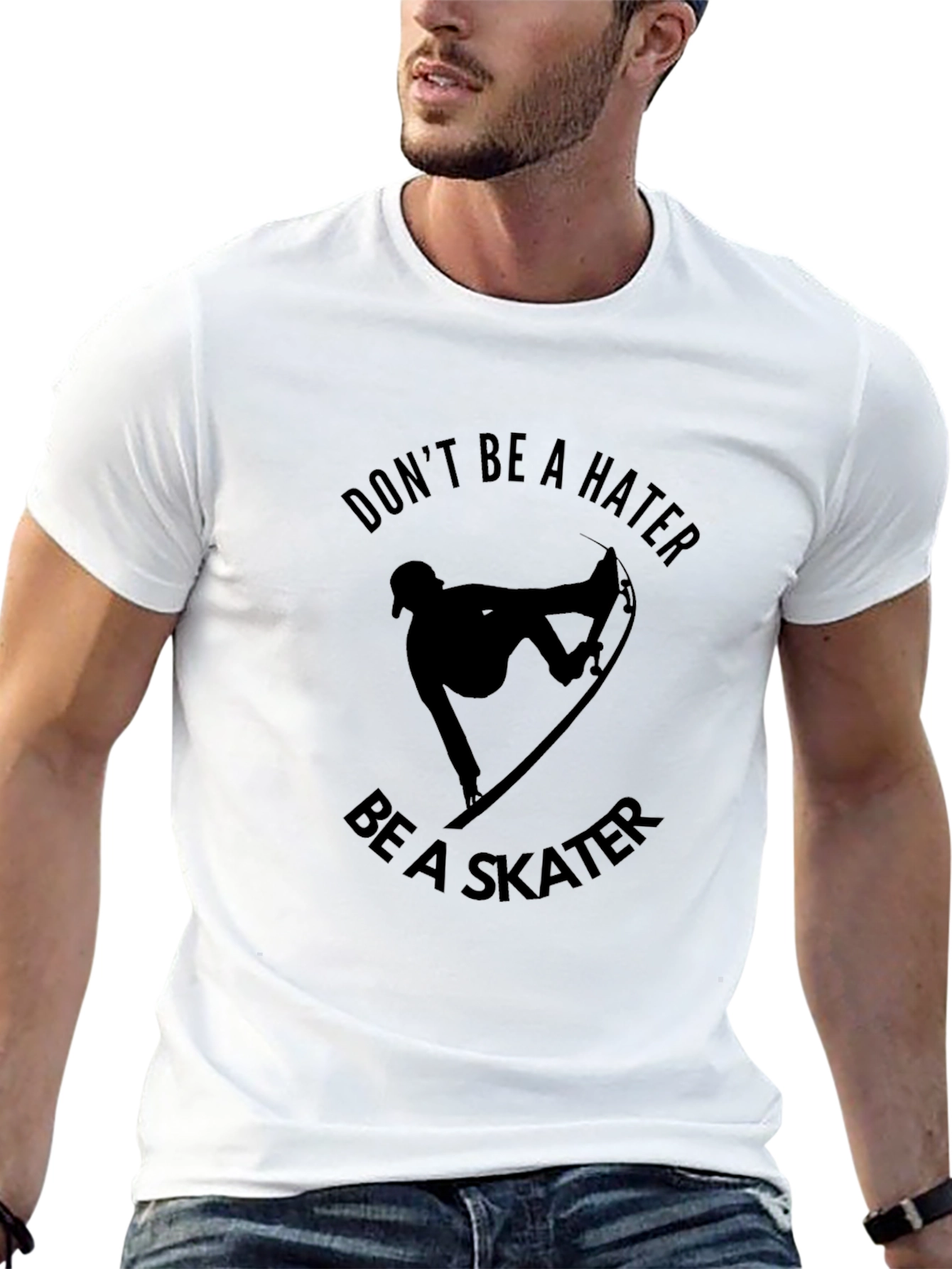 Dont Be A Hater Be A Skater Graphic Tee - Black