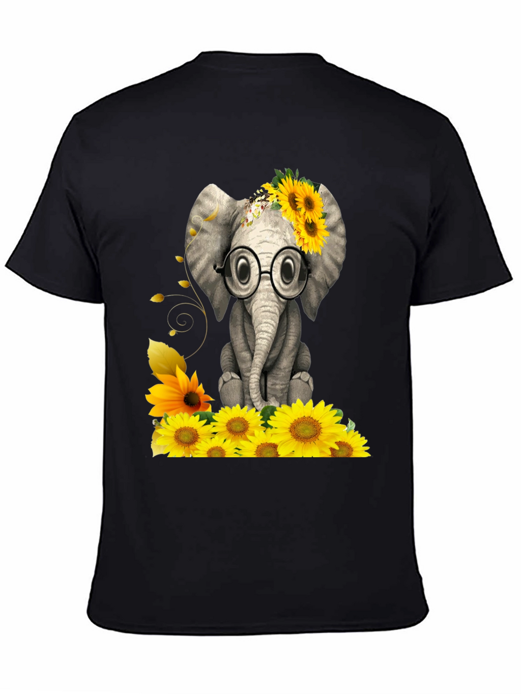 Elephant with Sunflowers Graphic Tee