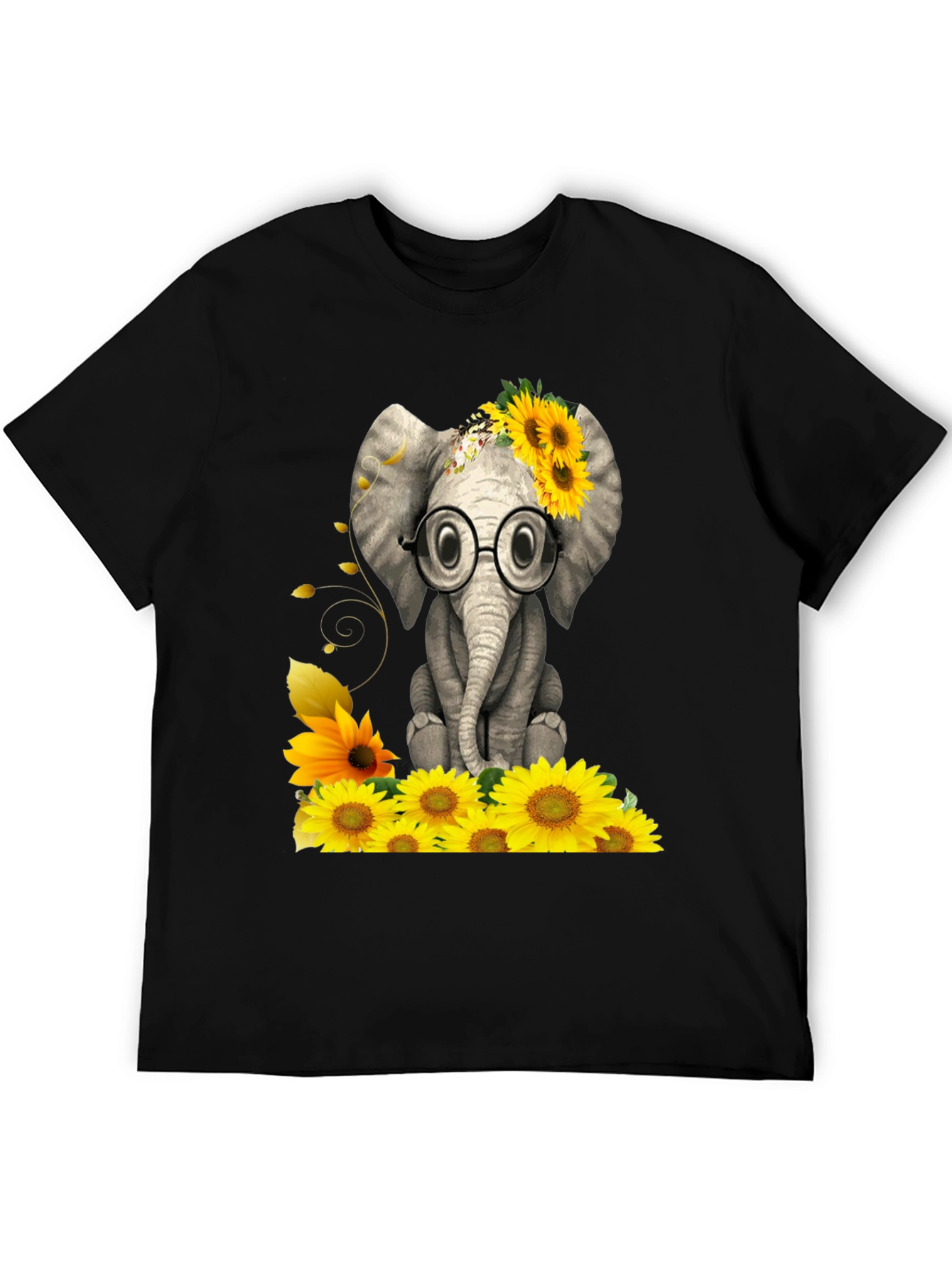 Elephant with Sunflowers Graphic Tee