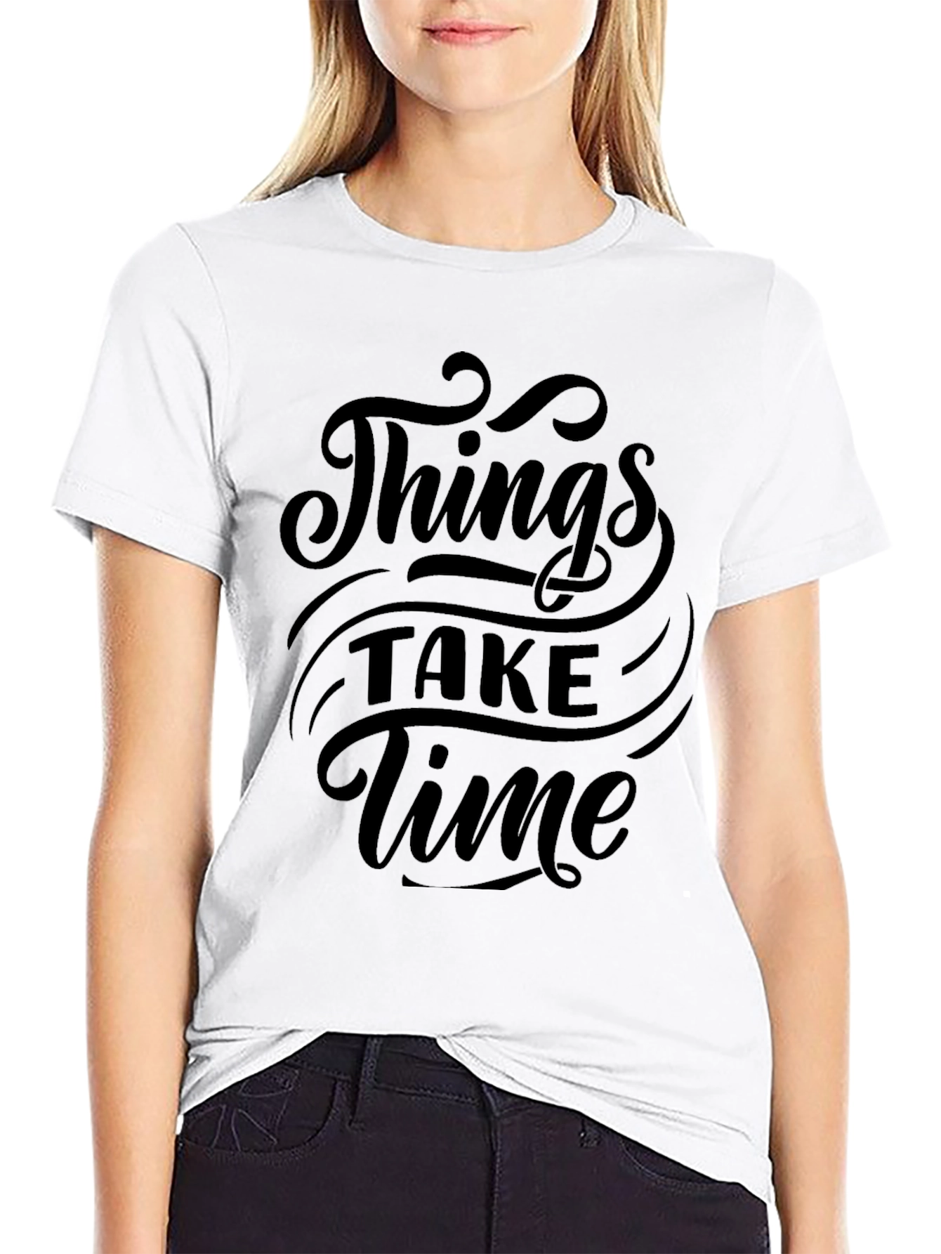 Things Take Time Black Graphic Tee