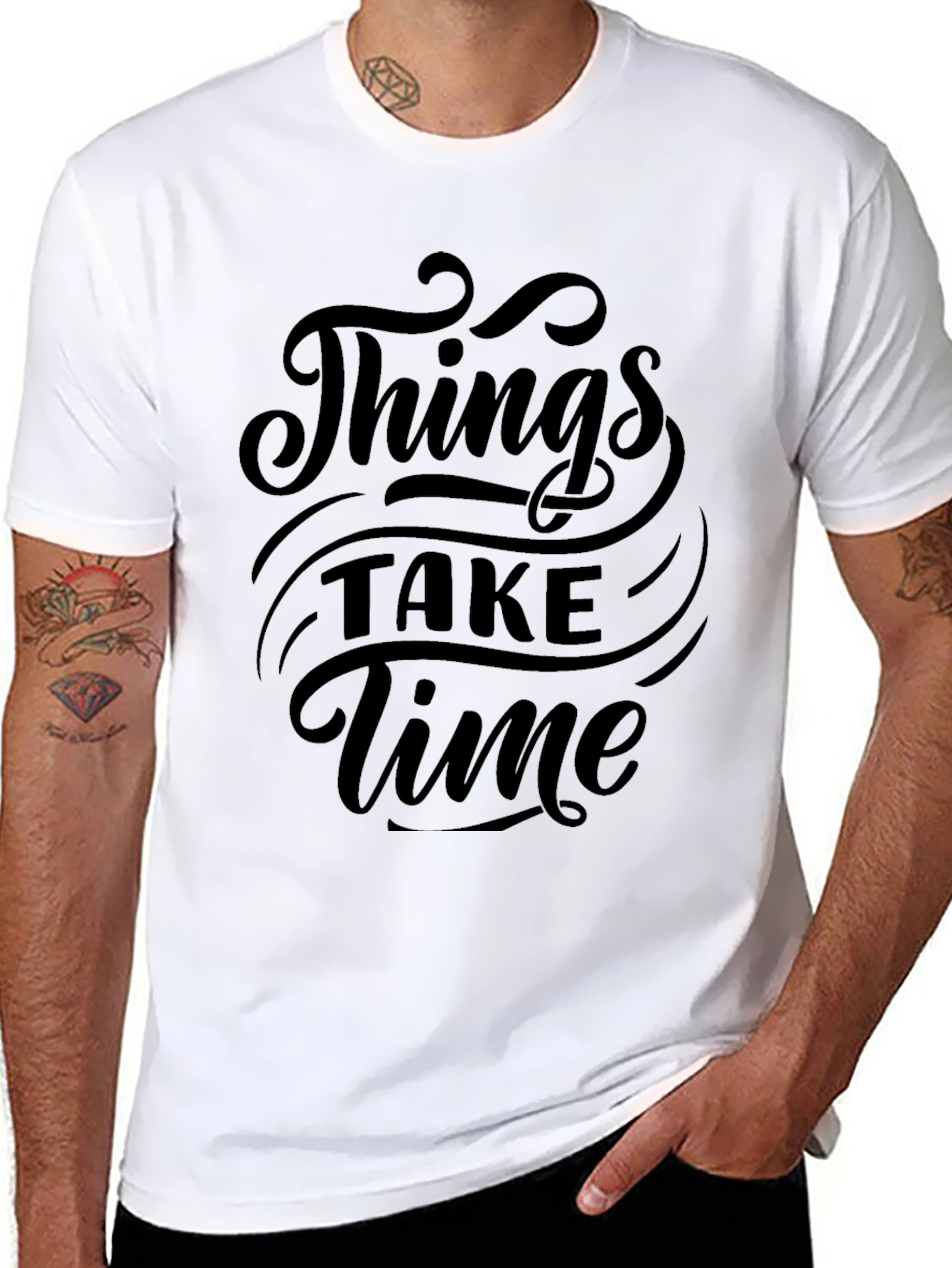 Things Take Time Black Graphic Tee