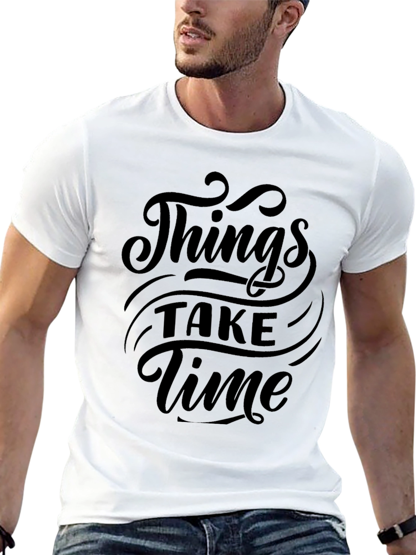 Things Take Time Black Graphic Tee