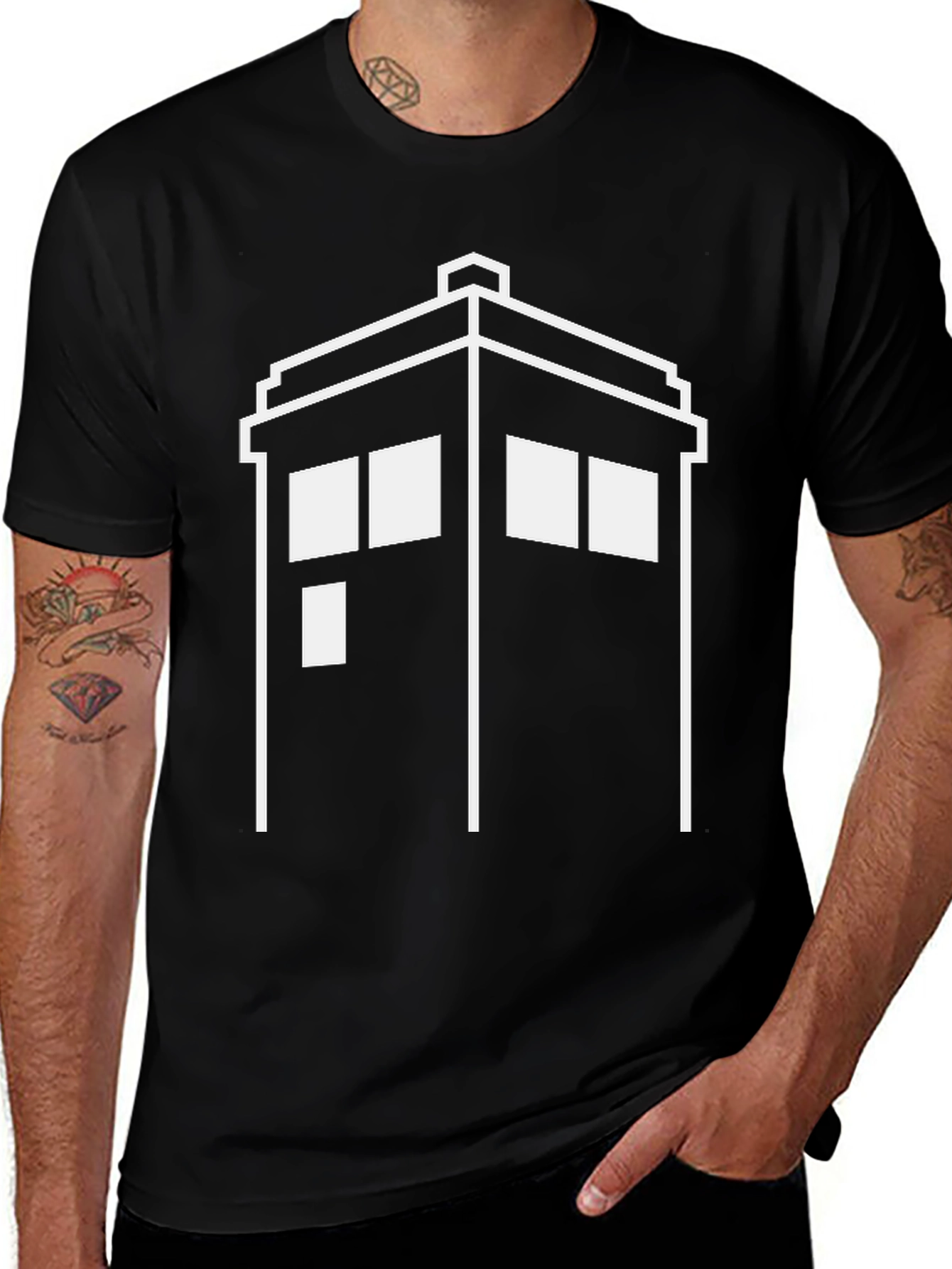 Doctor Who TARDIS Graphic Tee - Black Cotton