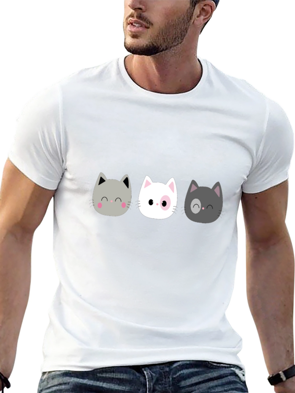 Cute Cats Graphic Black T-Shirt