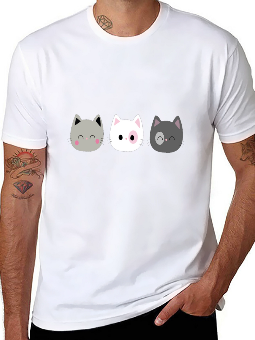 Cute Cats Graphic Black T-Shirt