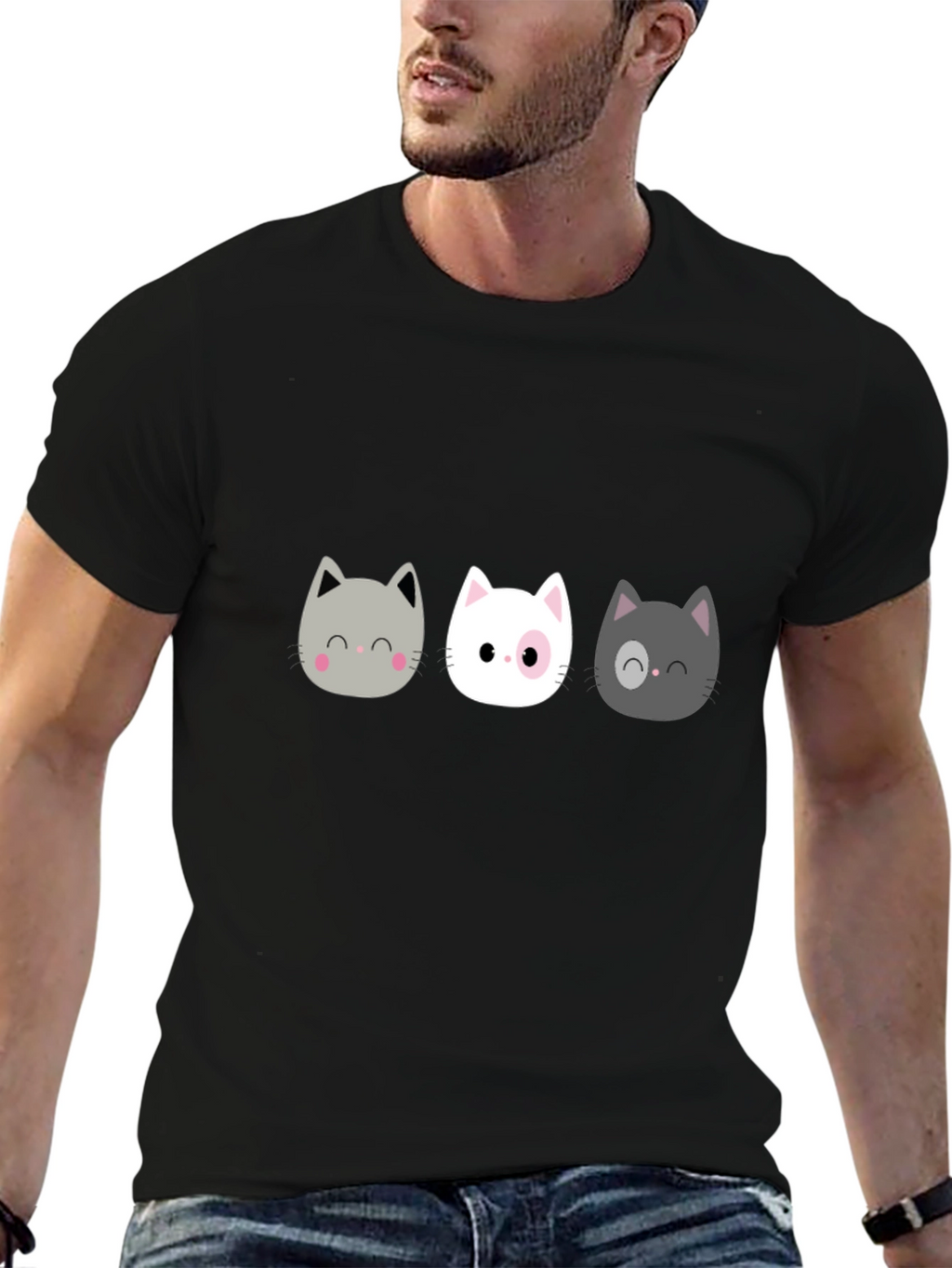 Cute Cats Graphic Black T-Shirt