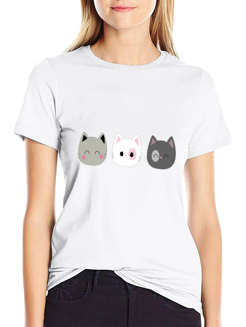 Cute Cats Graphic Black T-Shirt