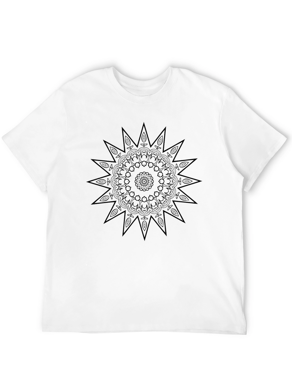 Black Mandala Print Crew Neck T-Shirt