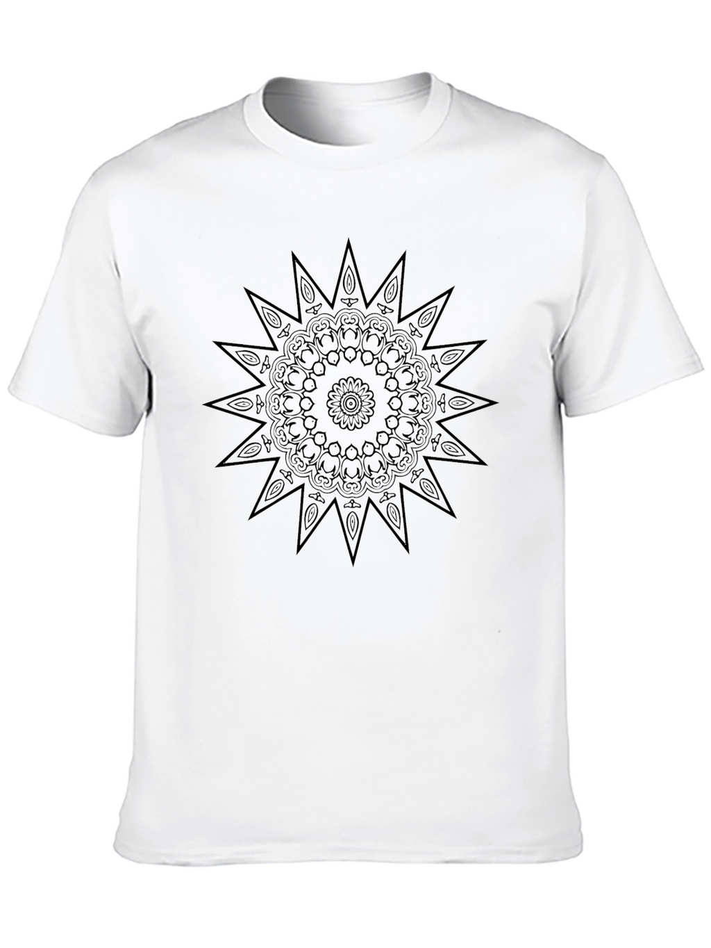 Black Mandala Print Crew Neck T-Shirt