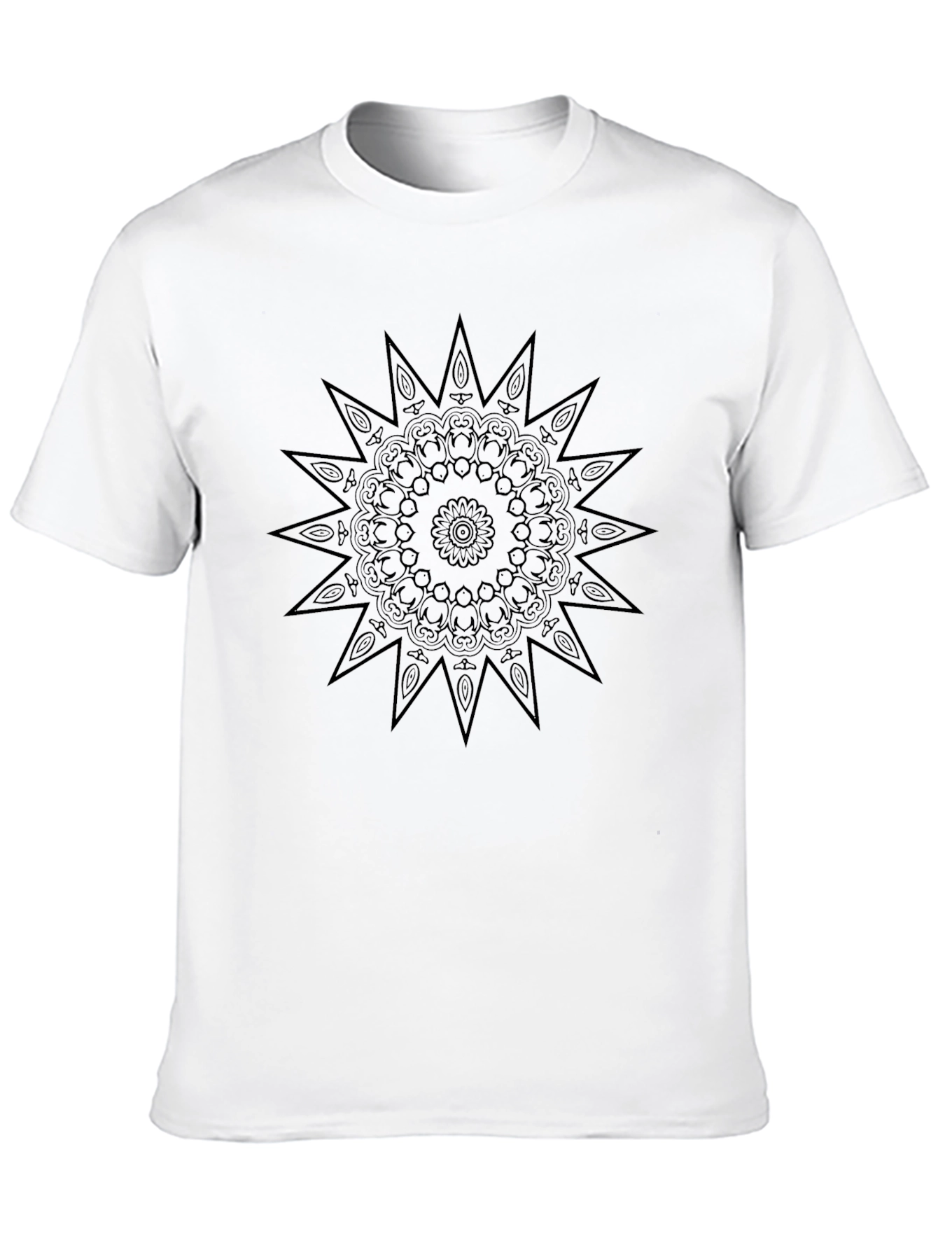 Black Mandala Print Crew Neck T-Shirt
