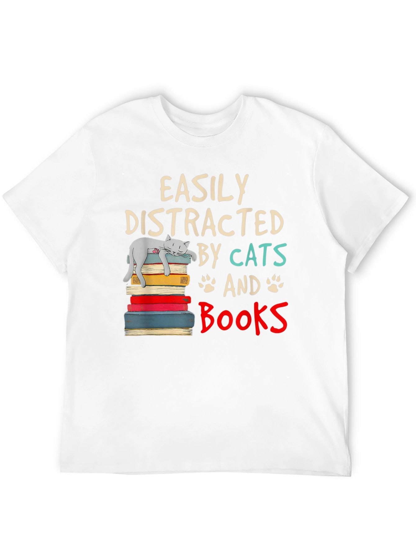 Easily Distracted by Cats and Books T-Shirt