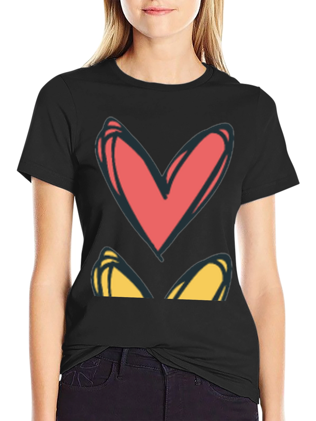 Heart Eyes Graphic Tee - Black