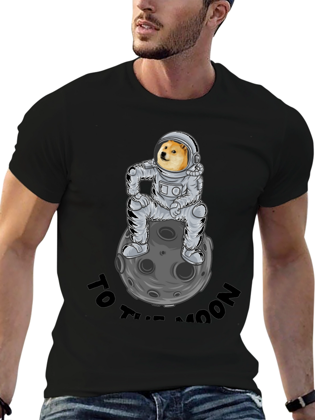 Doge to the Moon Black T-Shirt