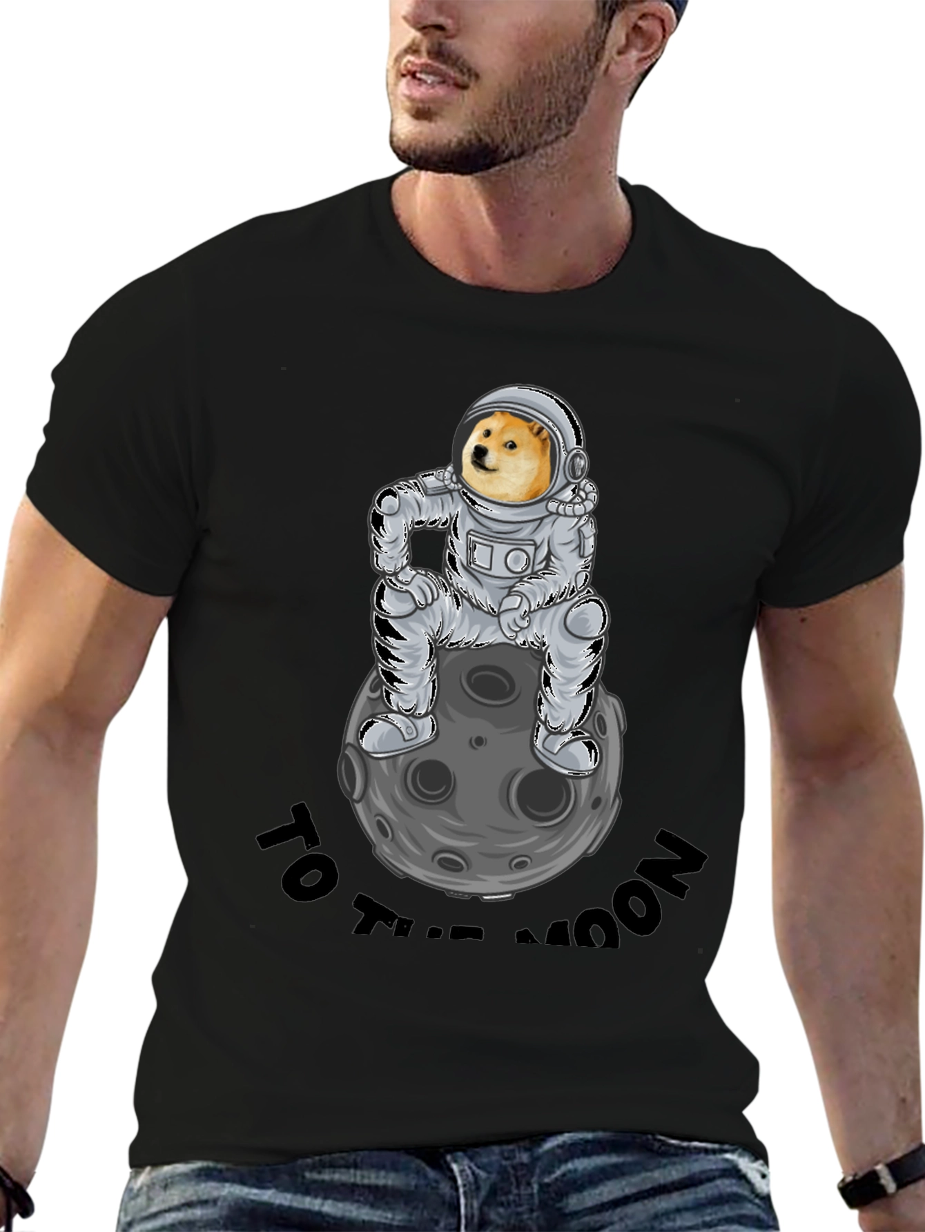 Doge to the Moon Black T-Shirt