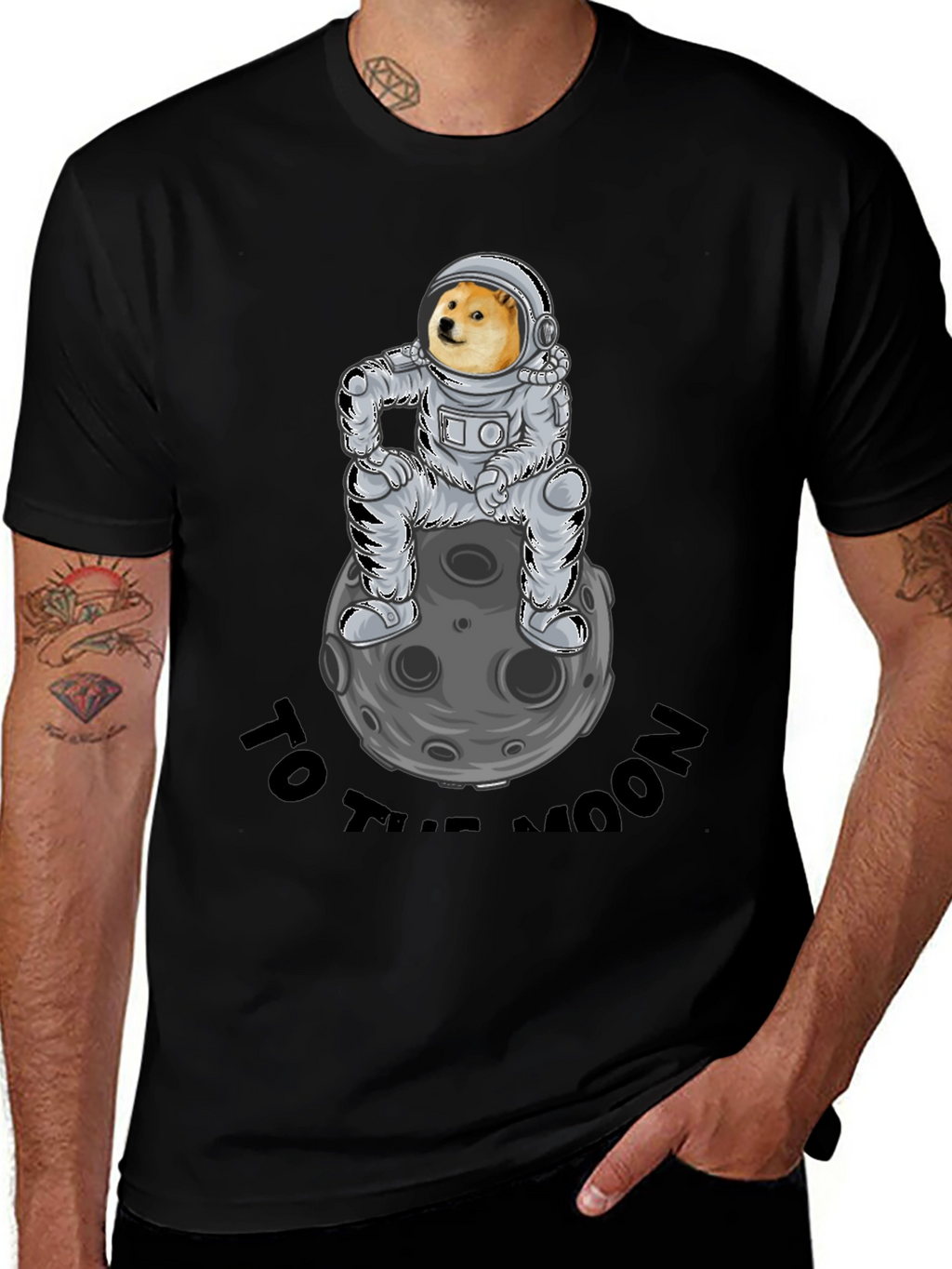 Doge to the Moon Black T-Shirt