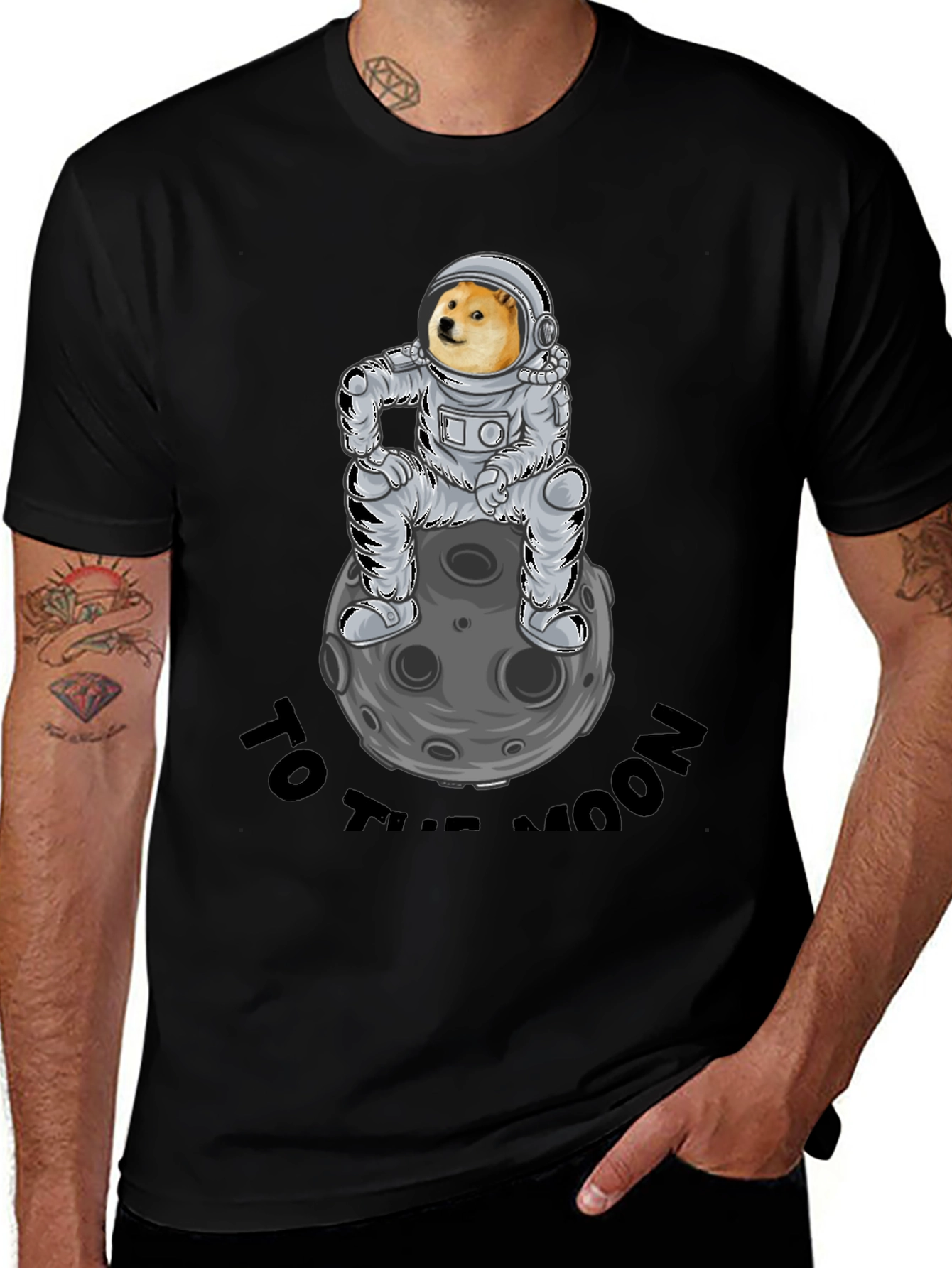 Doge to the Moon Black T-Shirt