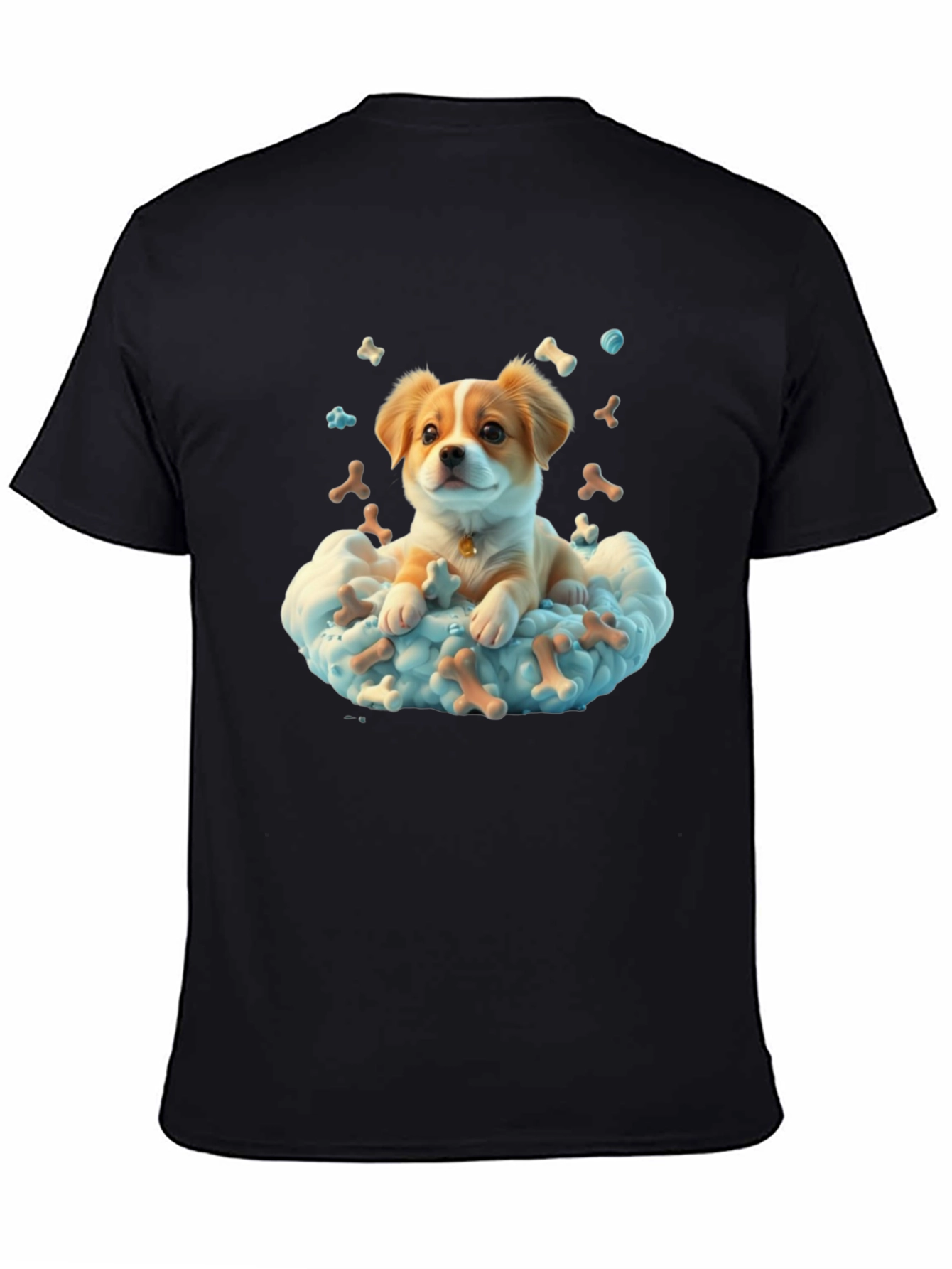 Cute Dog in Cloud T-Shirt - Bone Heaven Design