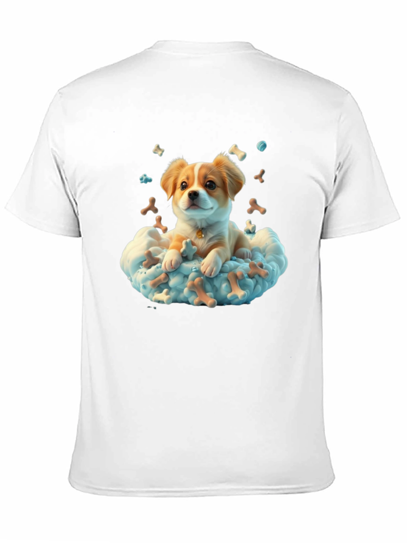 Cute Dog in Cloud T-Shirt - Bone Heaven Design