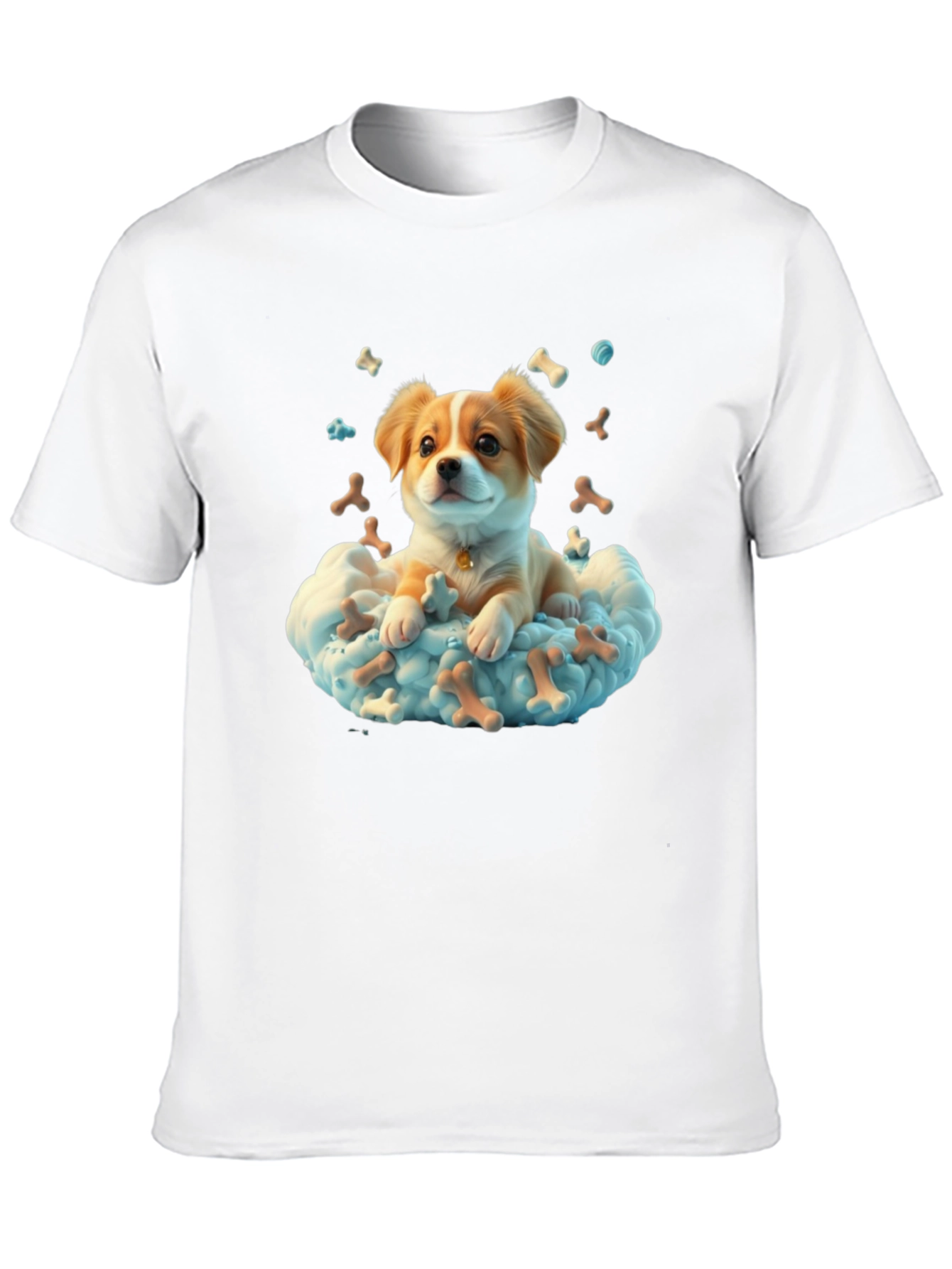 Cute Dog in Cloud T-Shirt - Bone Heaven Design