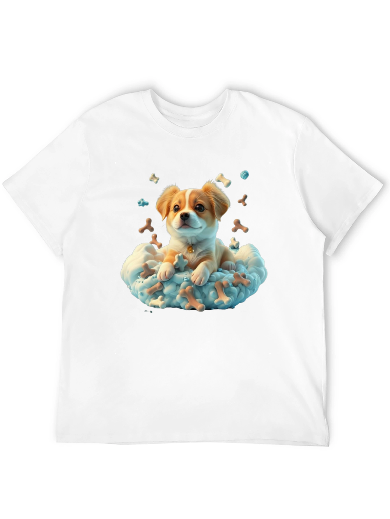 Cute Dog in Cloud T-Shirt - Bone Heaven Design