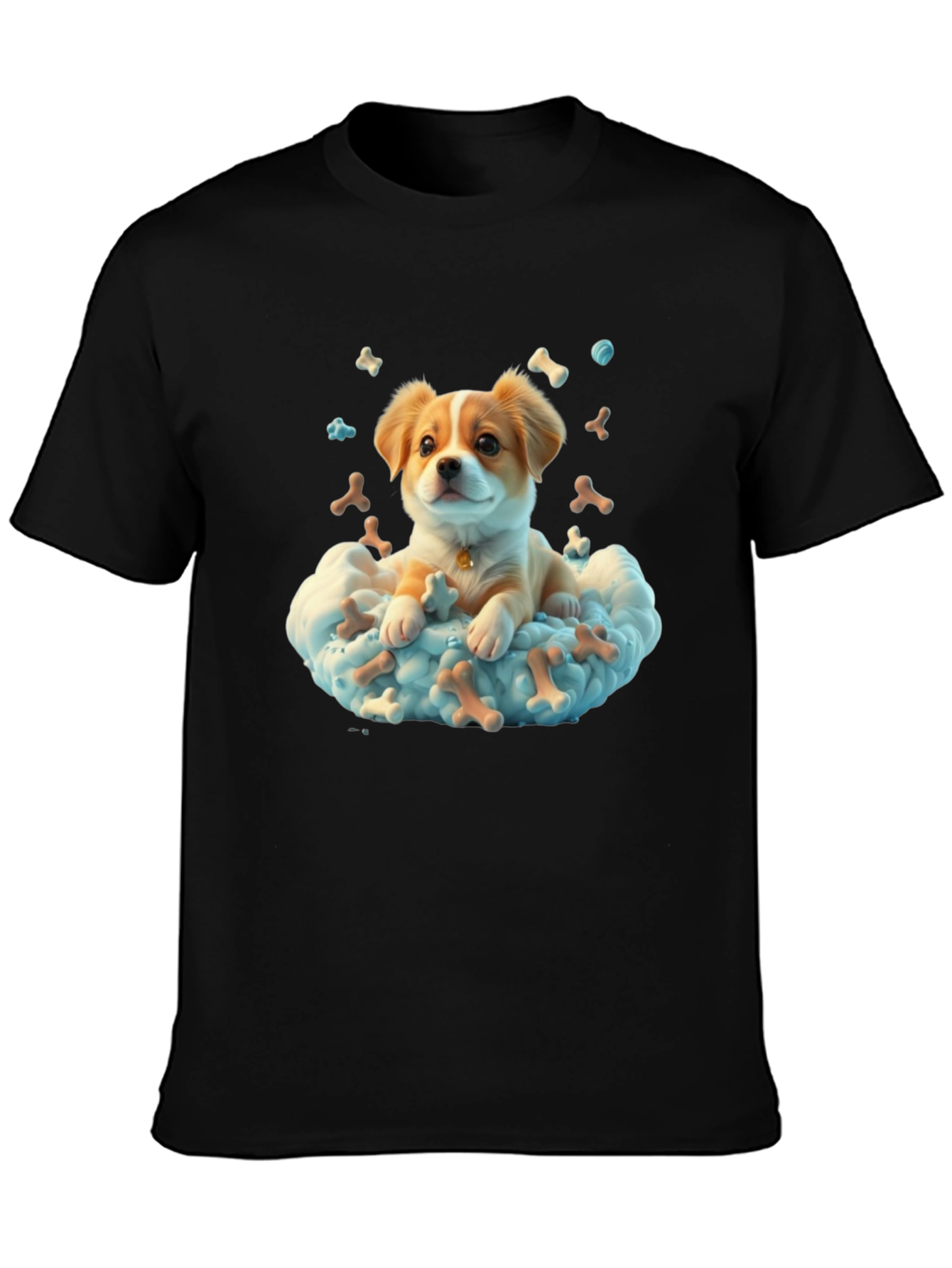 Cute Dog in Cloud T-Shirt - Bone Heaven Design