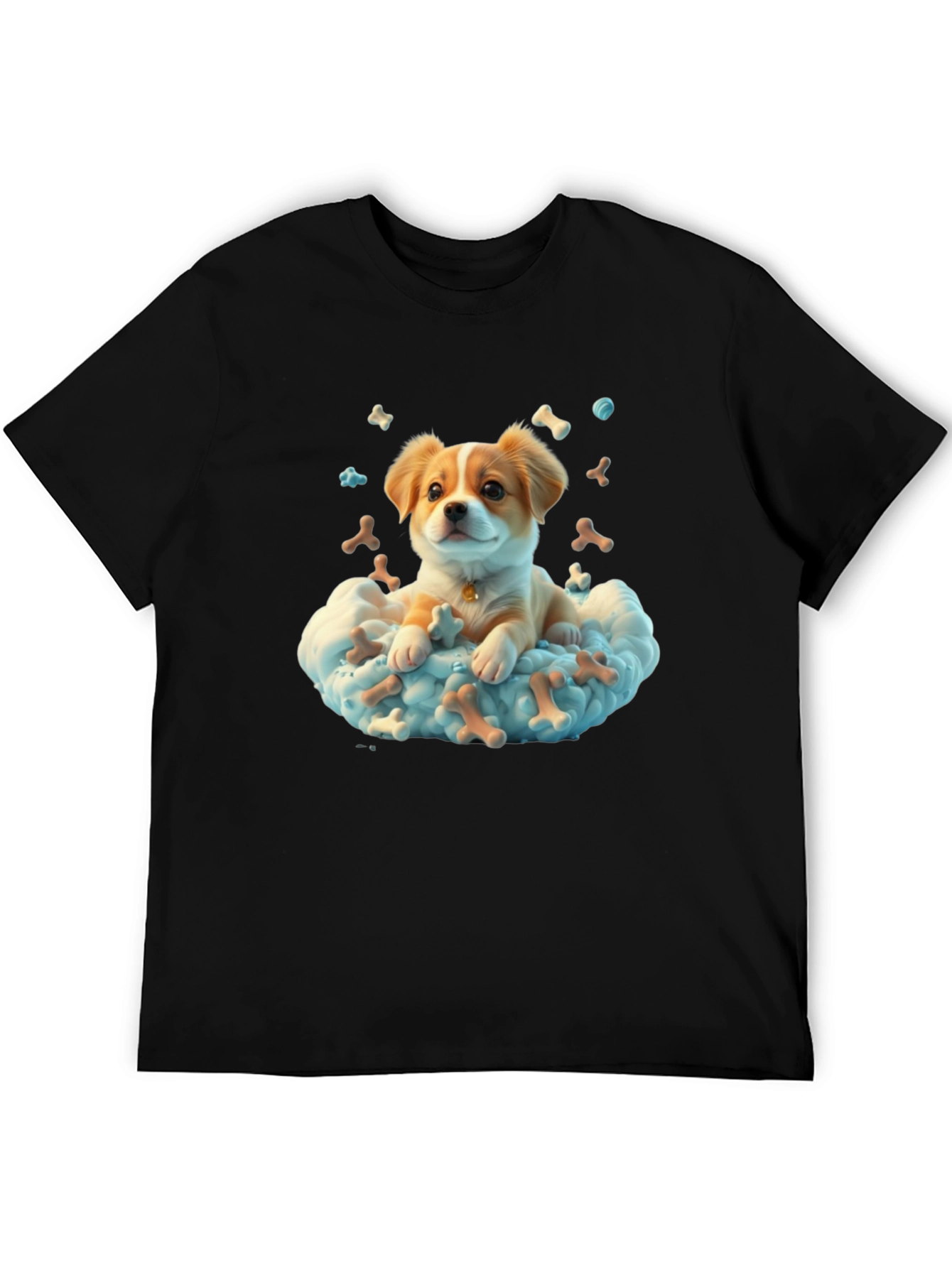 Cute Dog in Cloud T-Shirt - Bone Heaven Design