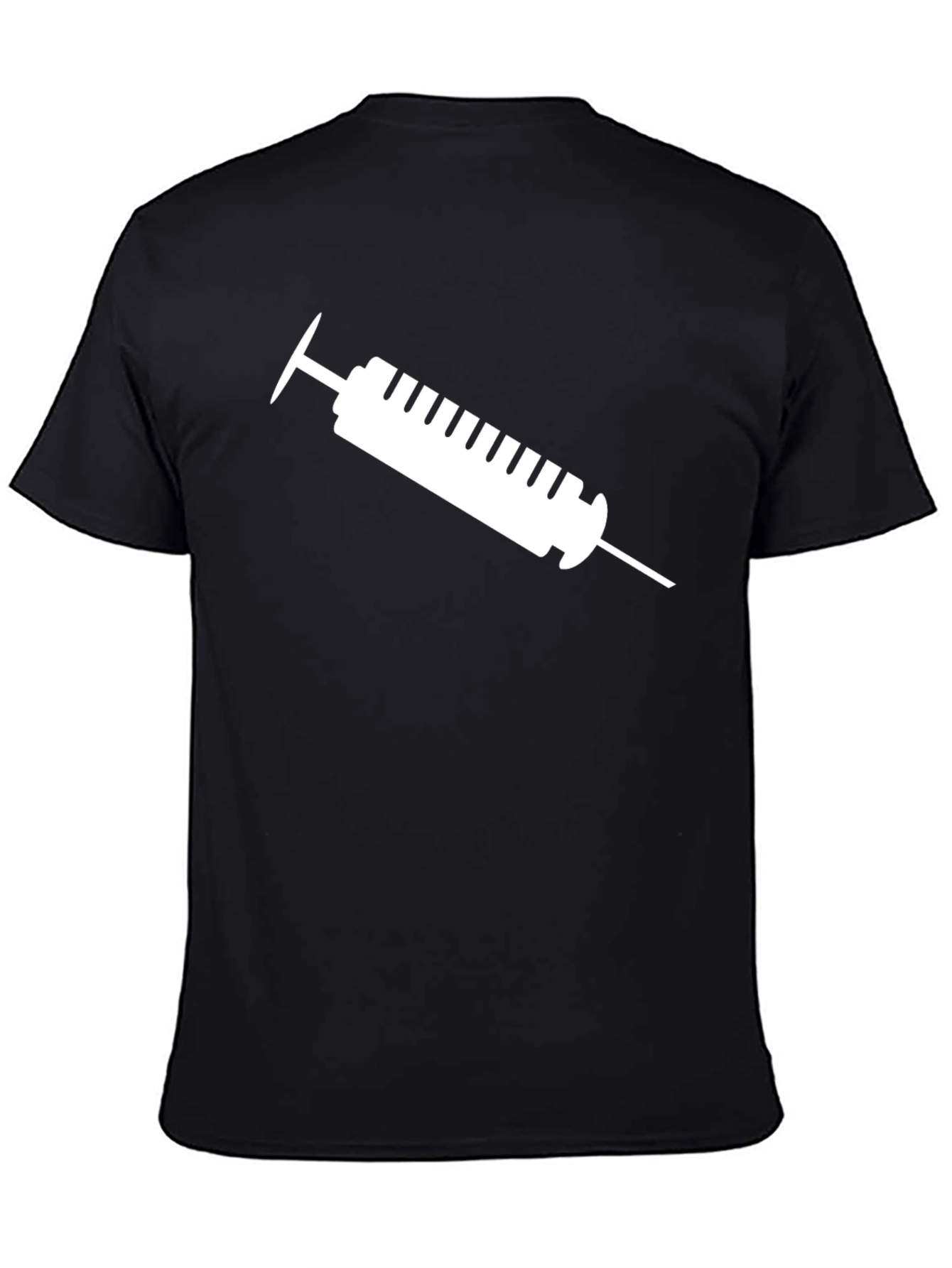 Black T-Shirt with Syringe Graphic