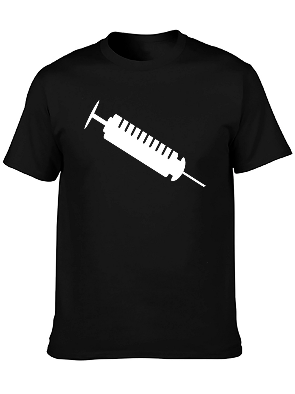 Black T-Shirt with Syringe Graphic