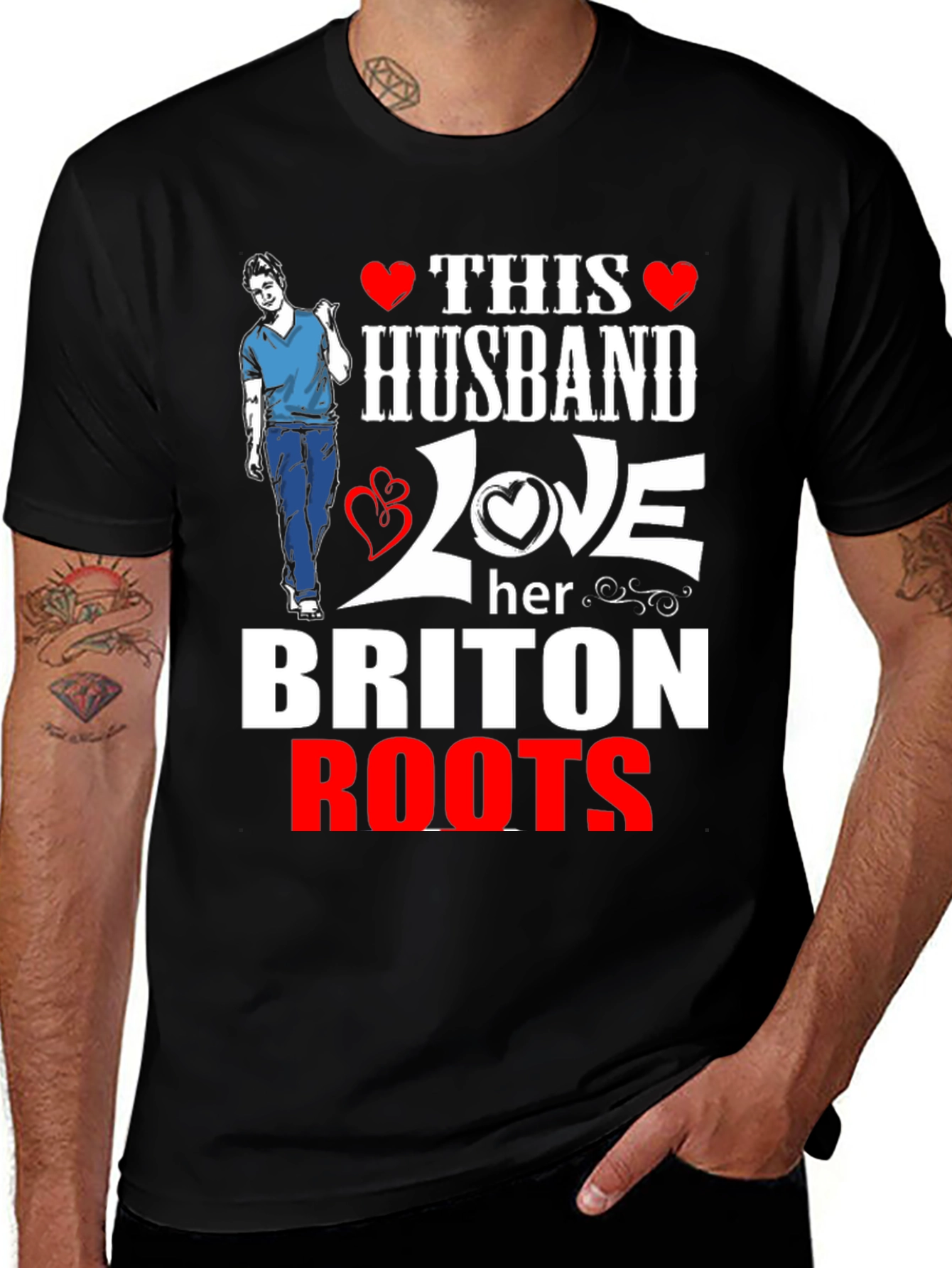 Husband Loves Her Briton Roots Graphic T-Shirt