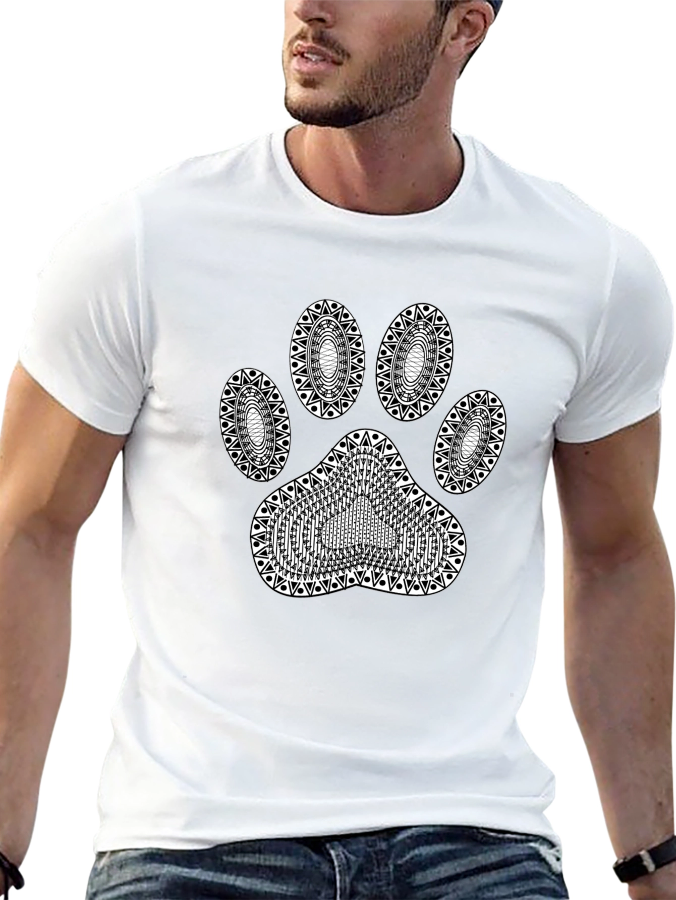 Dog Paw Print Black T-Shirt