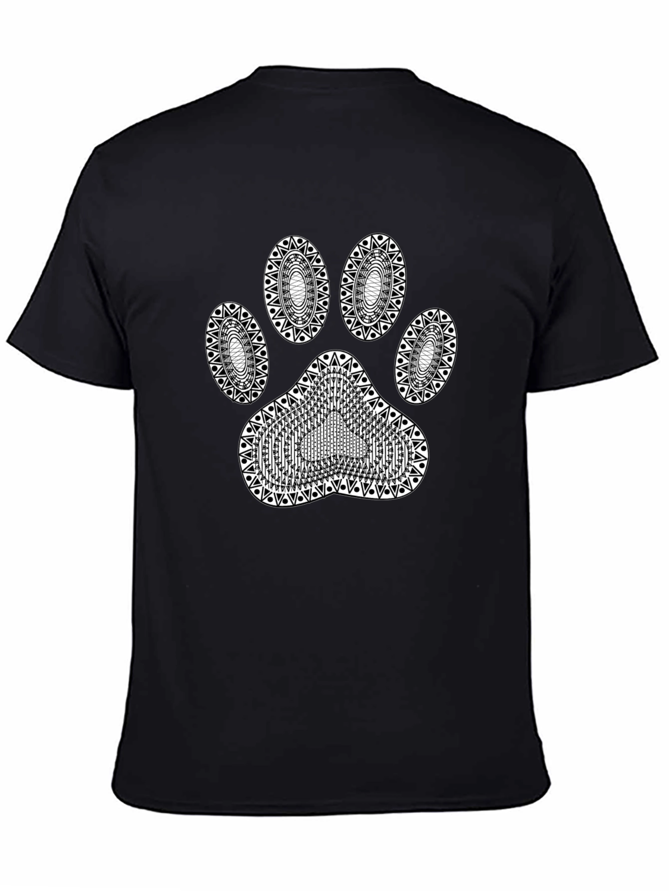 Dog Paw Print Black T-Shirt