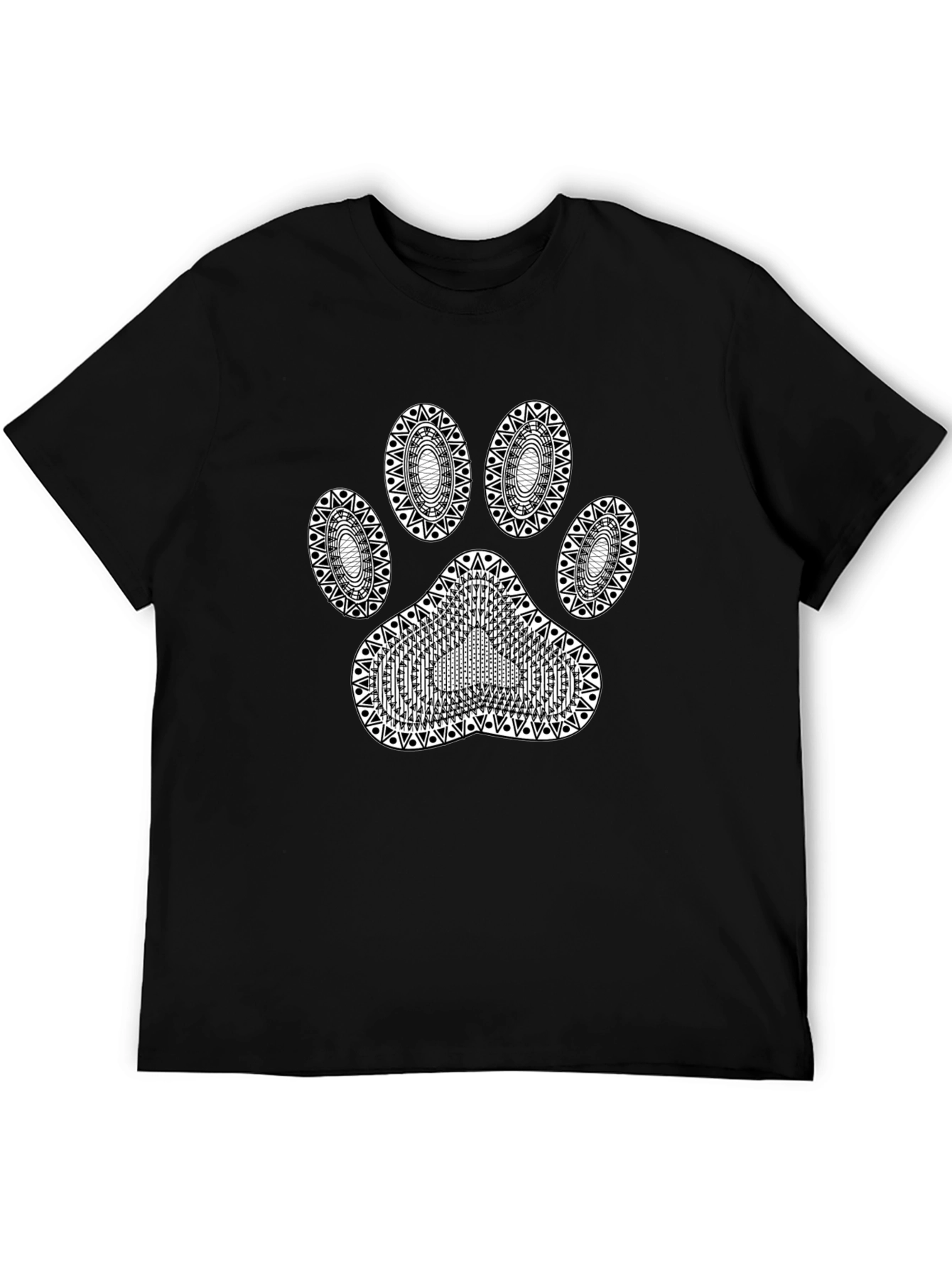Dog Paw Print Black T-Shirt