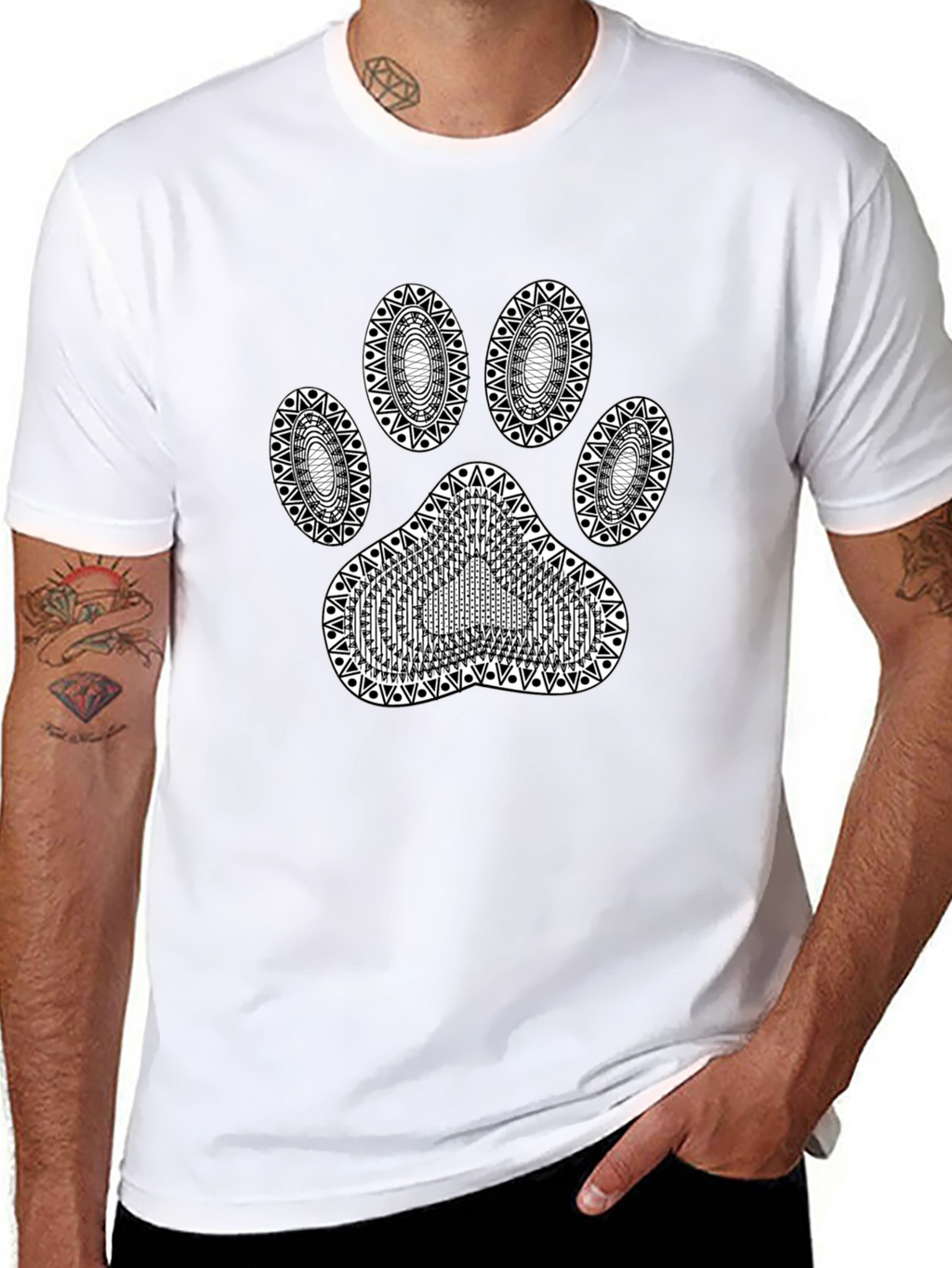 Dog Paw Print Black T-Shirt