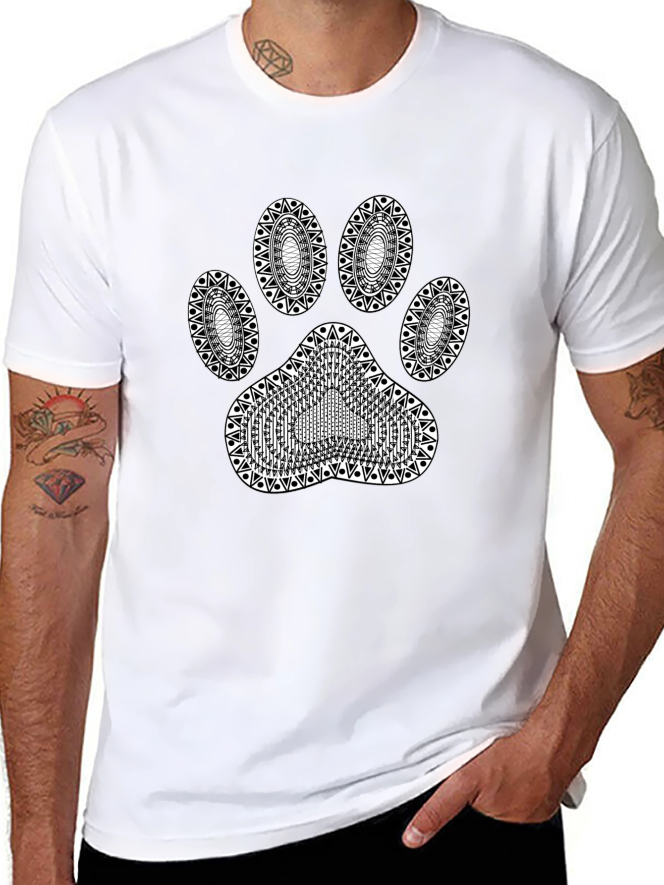 Dog Paw Print Black T-Shirt