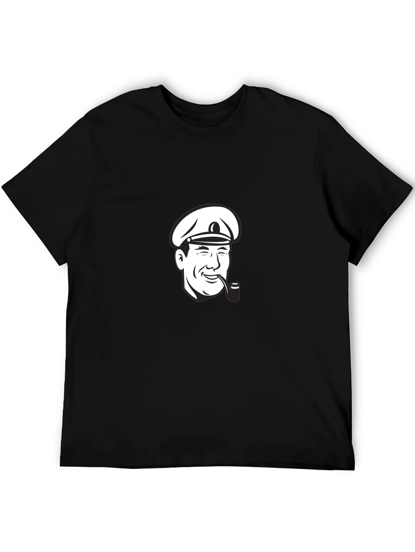 Captain T-Shirt - Black Cotton Tee with Nautical Graphic