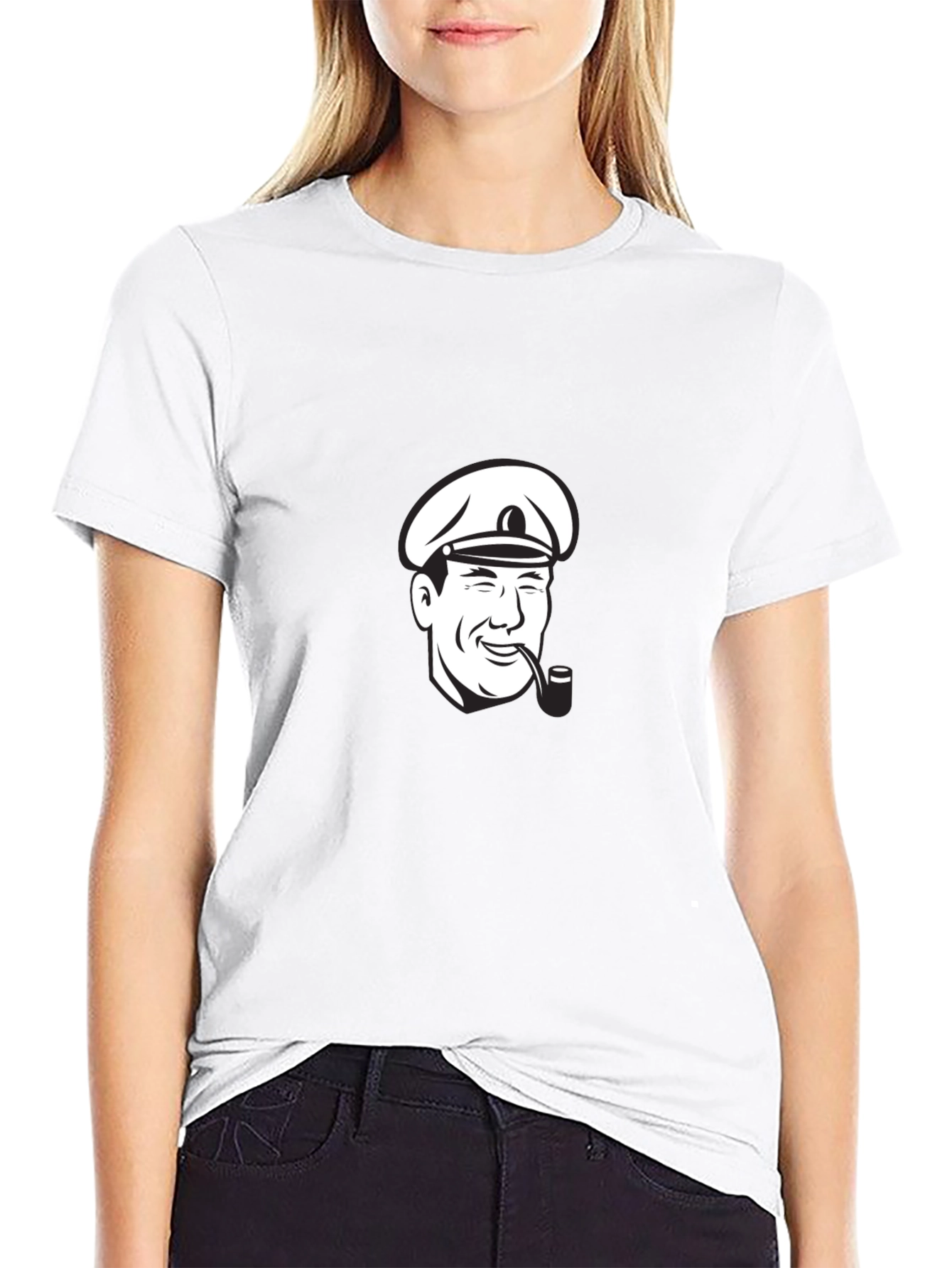 Captain T-Shirt - Black Cotton Tee with Nautical Graphic
