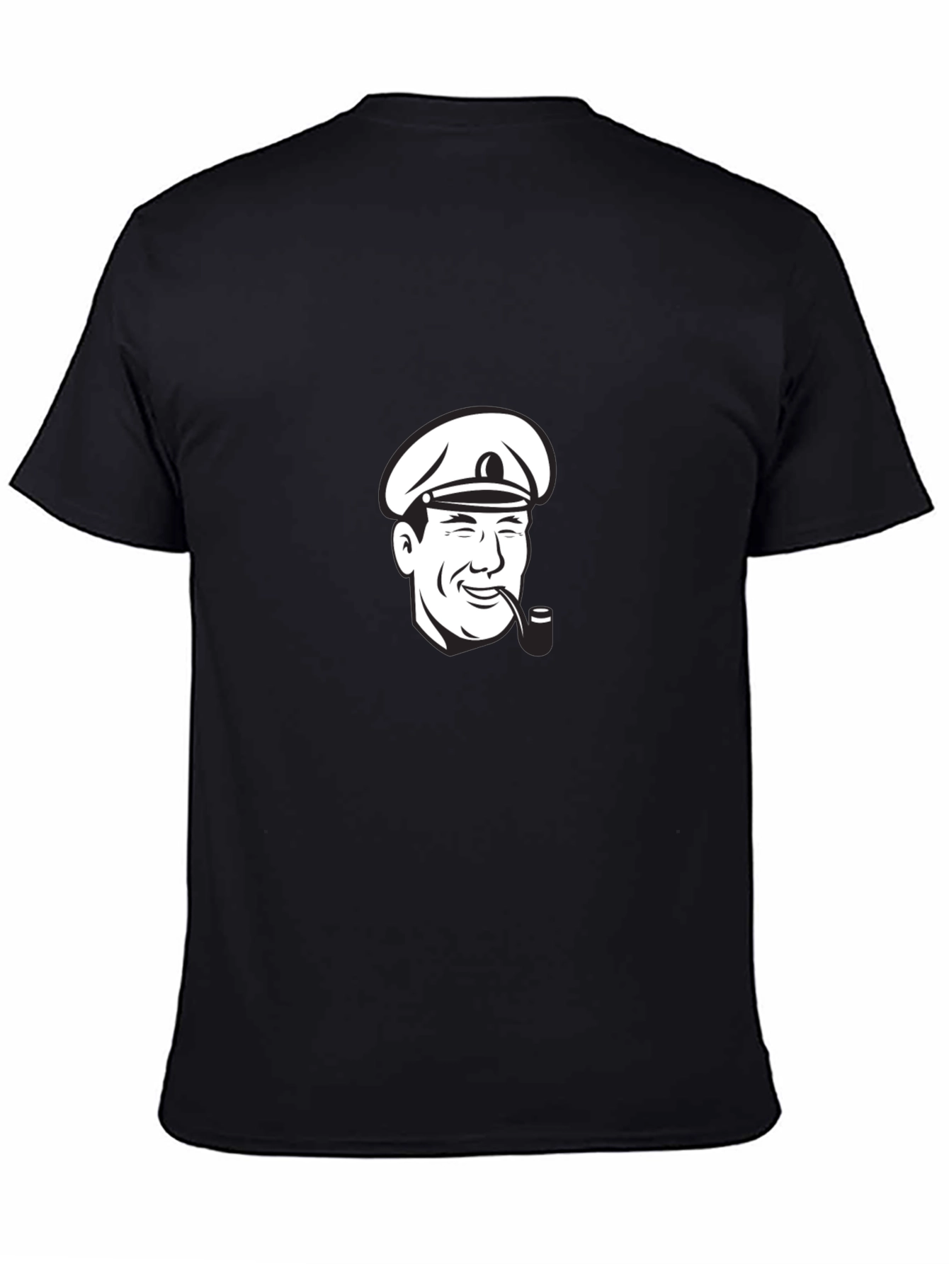 Captain T-Shirt - Black Cotton Tee with Nautical Graphic