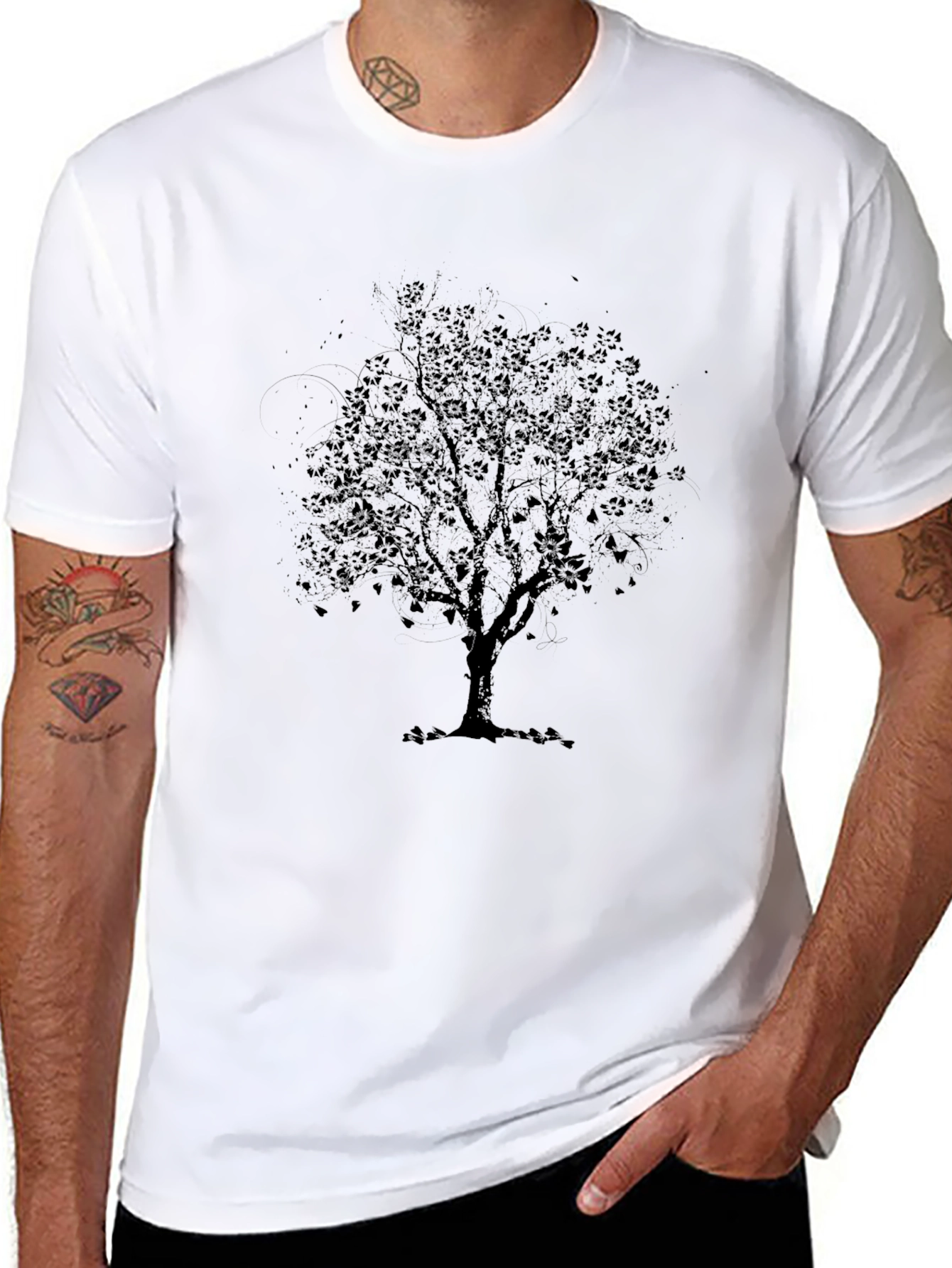 Black Tree Graphic T-Shirt - Mens Casual Tee