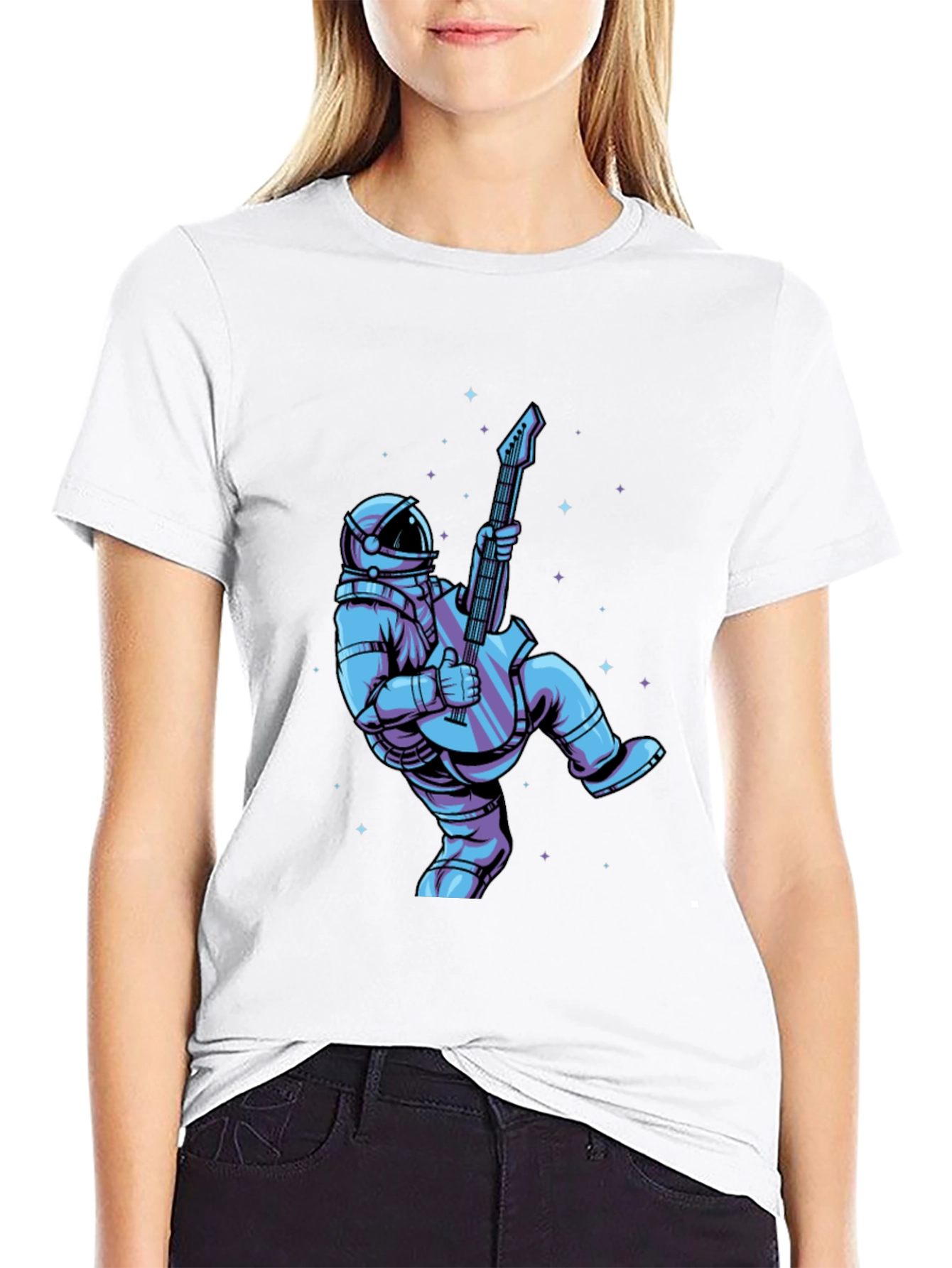 Astronaut Guitar Player Graphic Tee - Cool Space Design