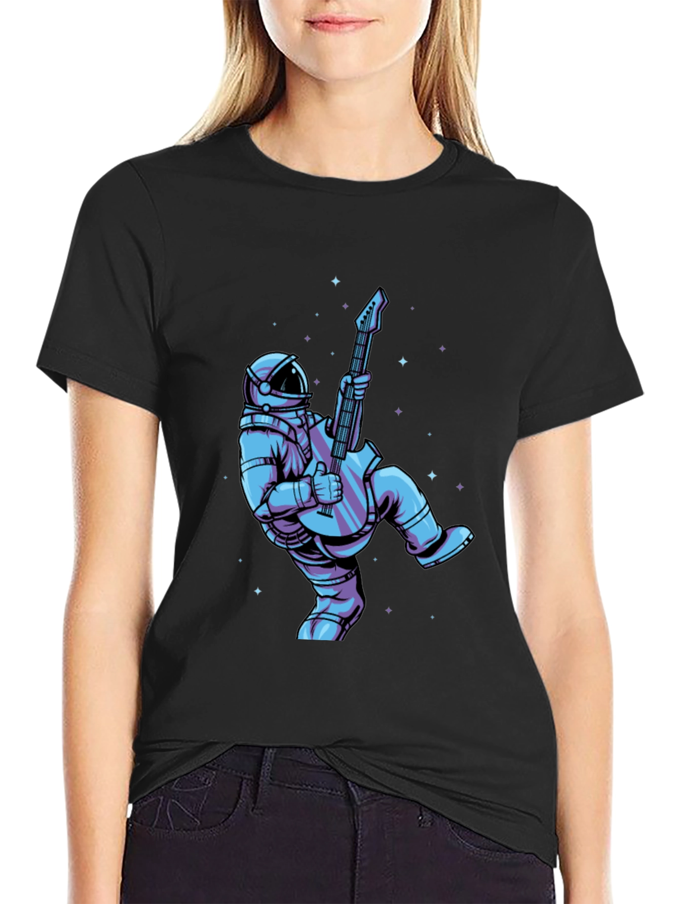 Astronaut Guitar Player Graphic Tee - Cool Space Design