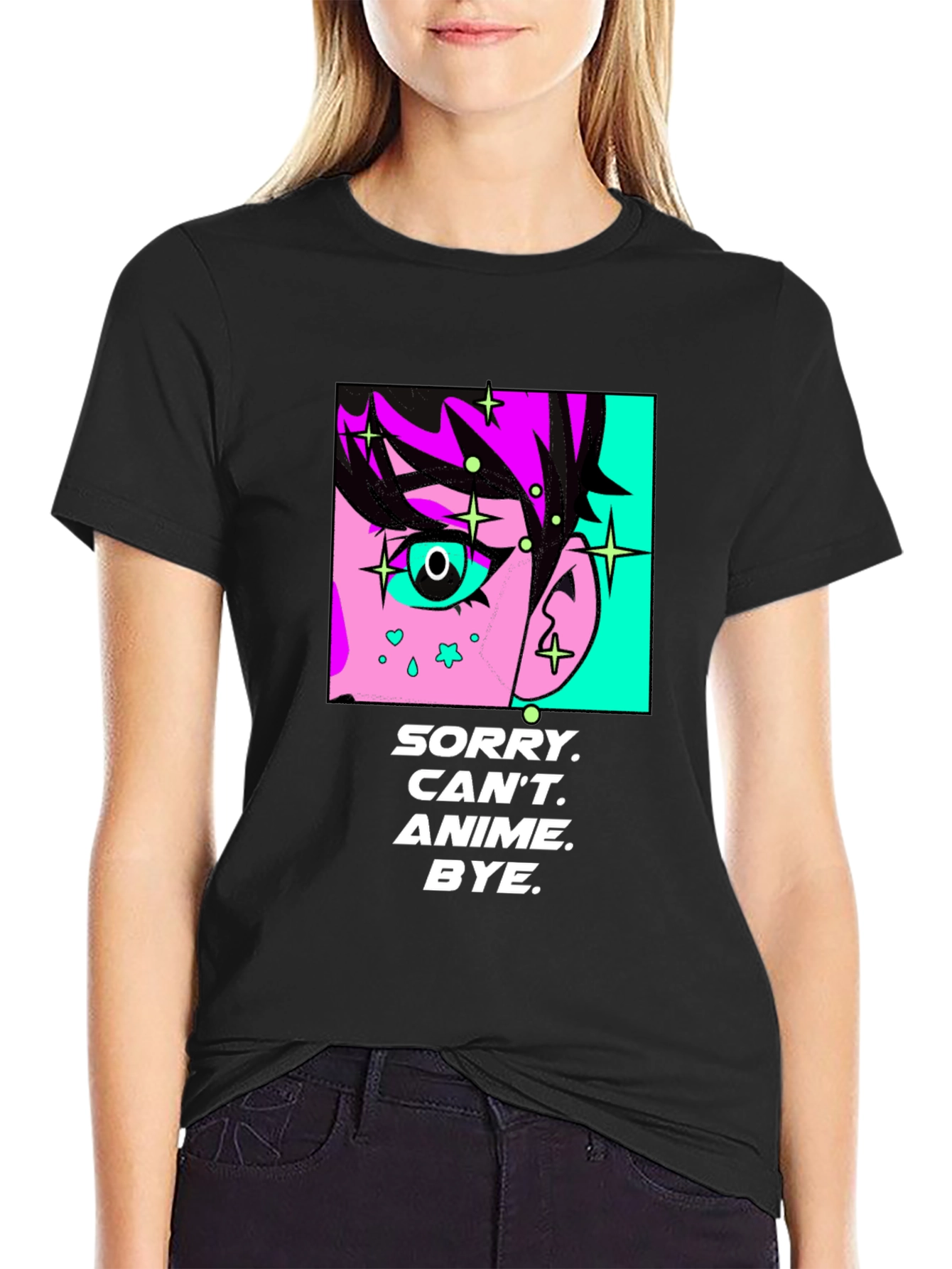 Anime Style Graphic Tee - Sorry Cant Bye!