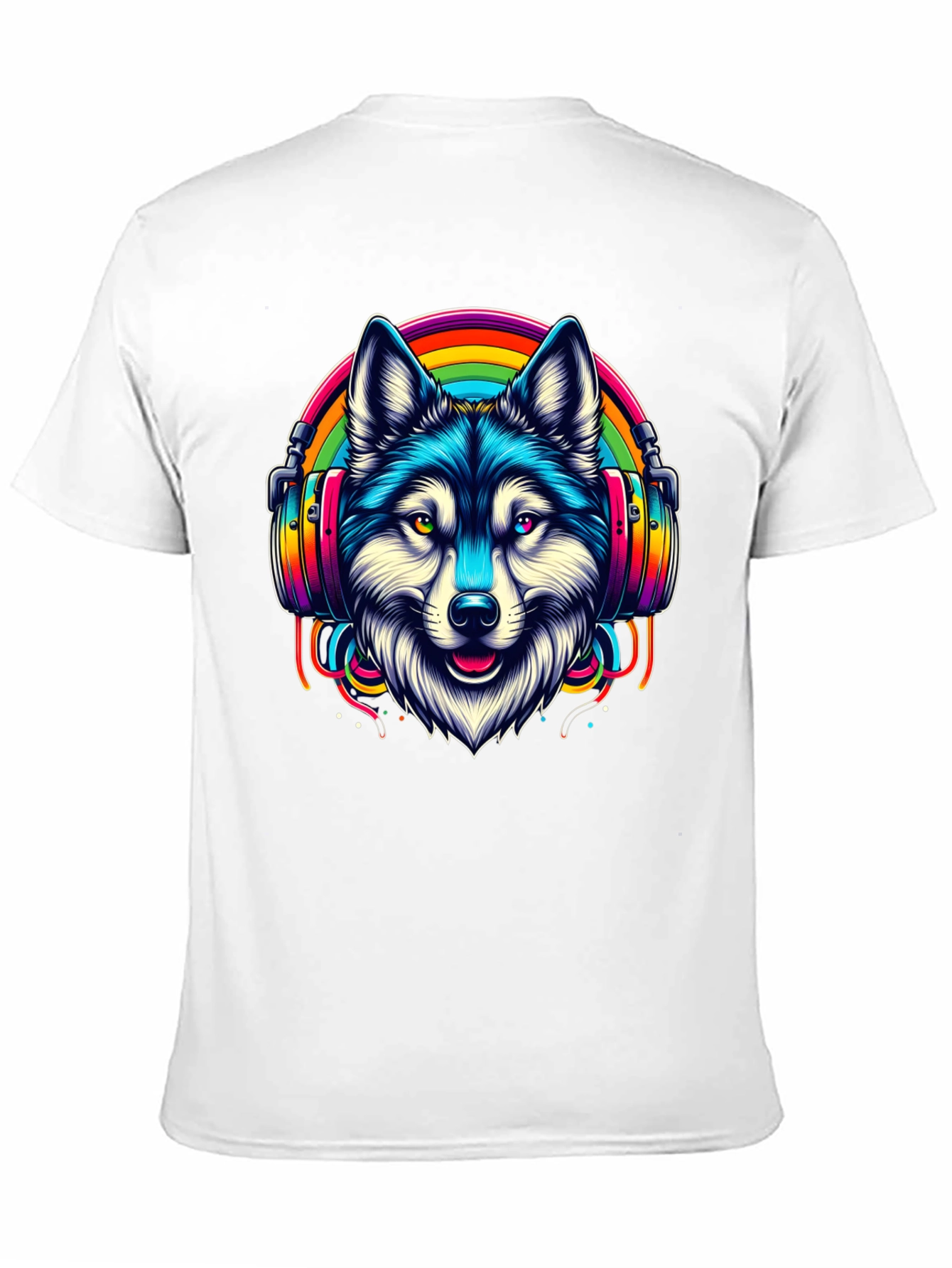 Wolf Rainbow Headphone Graphic Tee