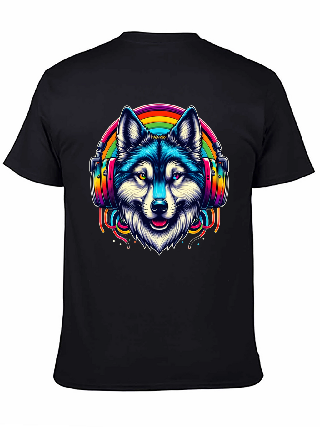 Wolf Rainbow Headphone Graphic Tee