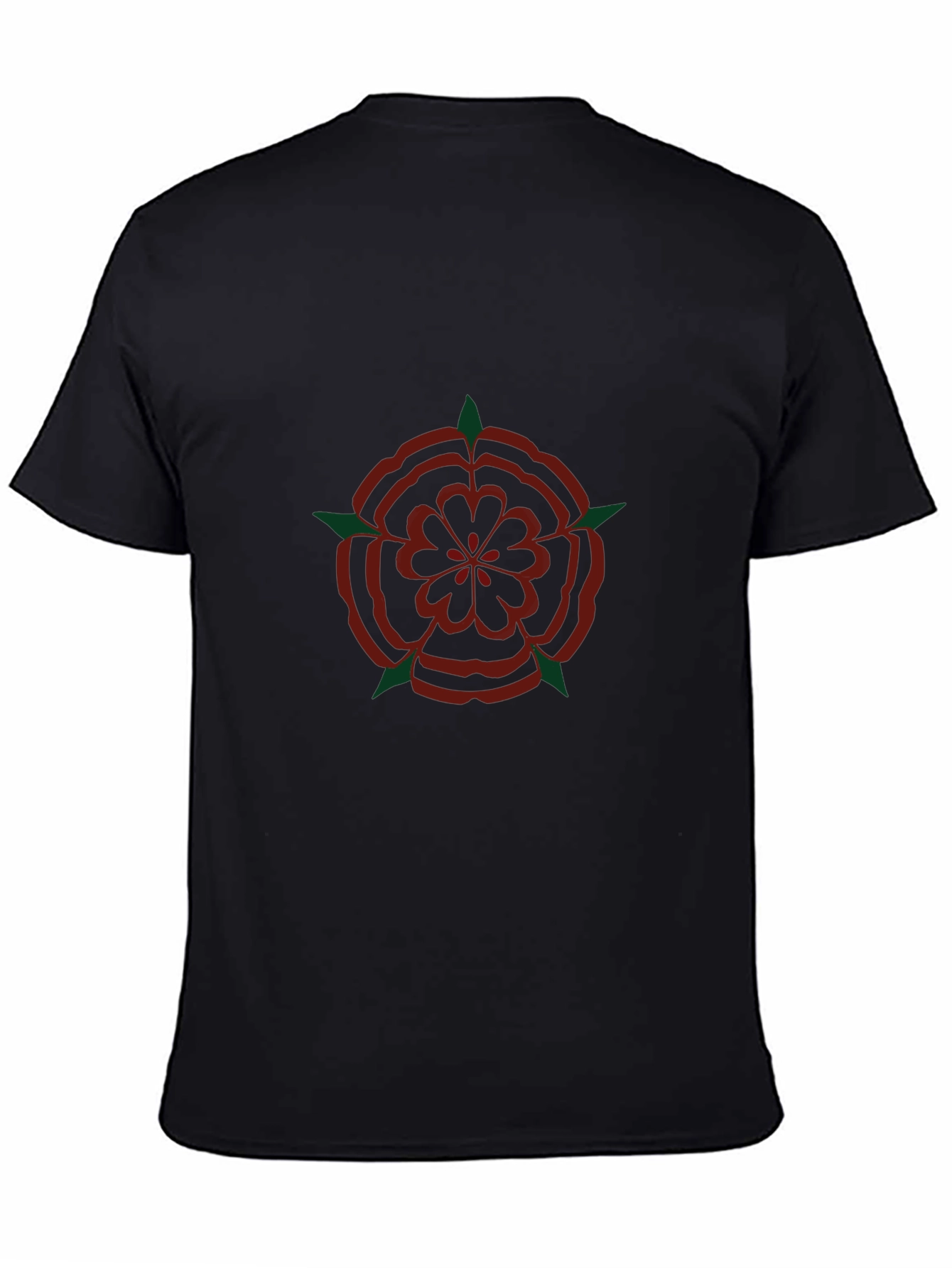 Elegant Rose Emblem Black T-Shirt