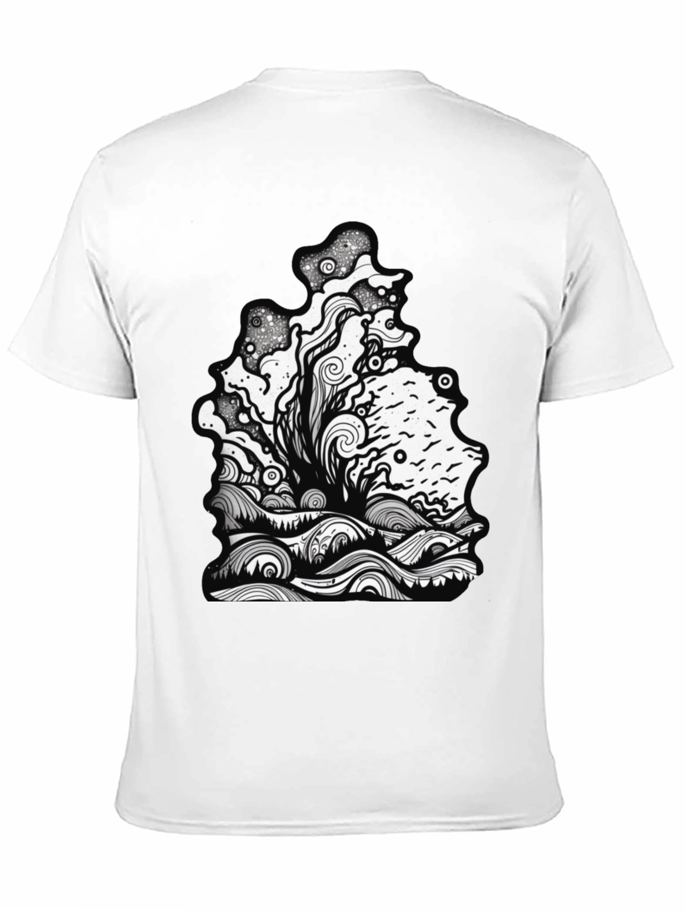 Unique Graphic Print Black Tee