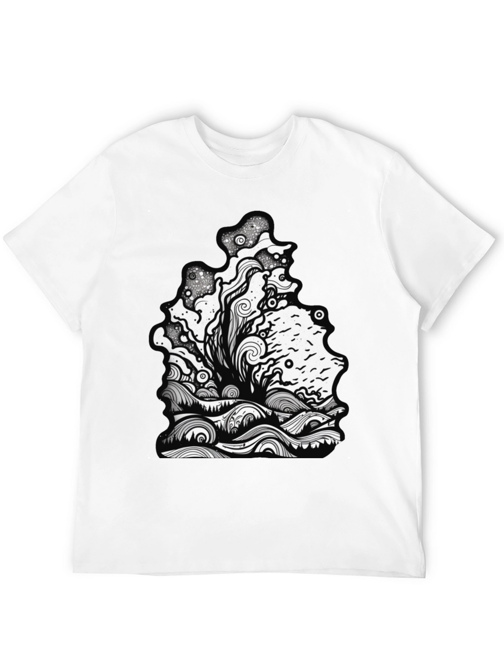 Unique Graphic Print Black Tee