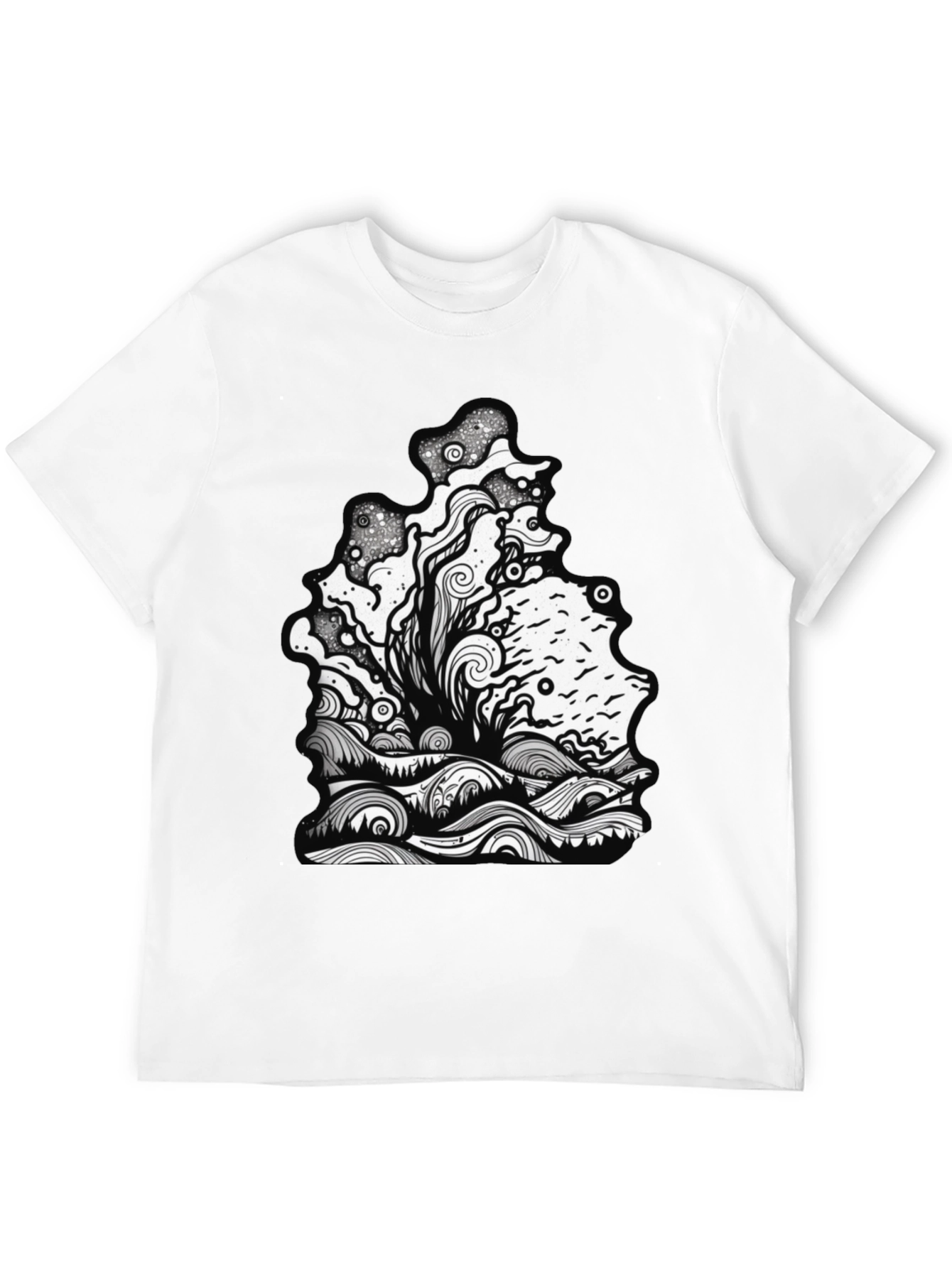Unique Graphic Print Black Tee