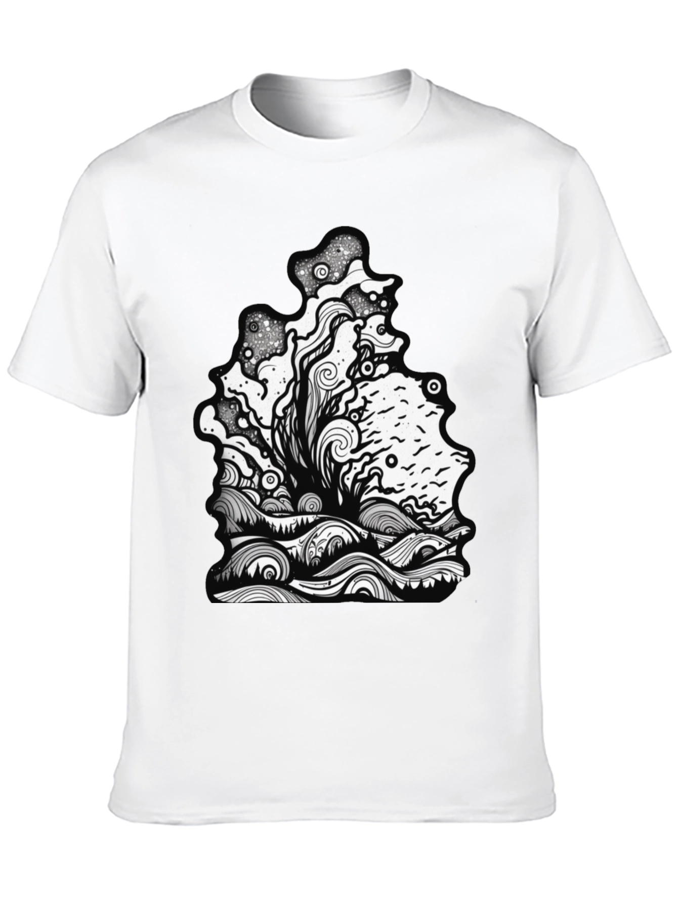 Unique Graphic Print Black Tee